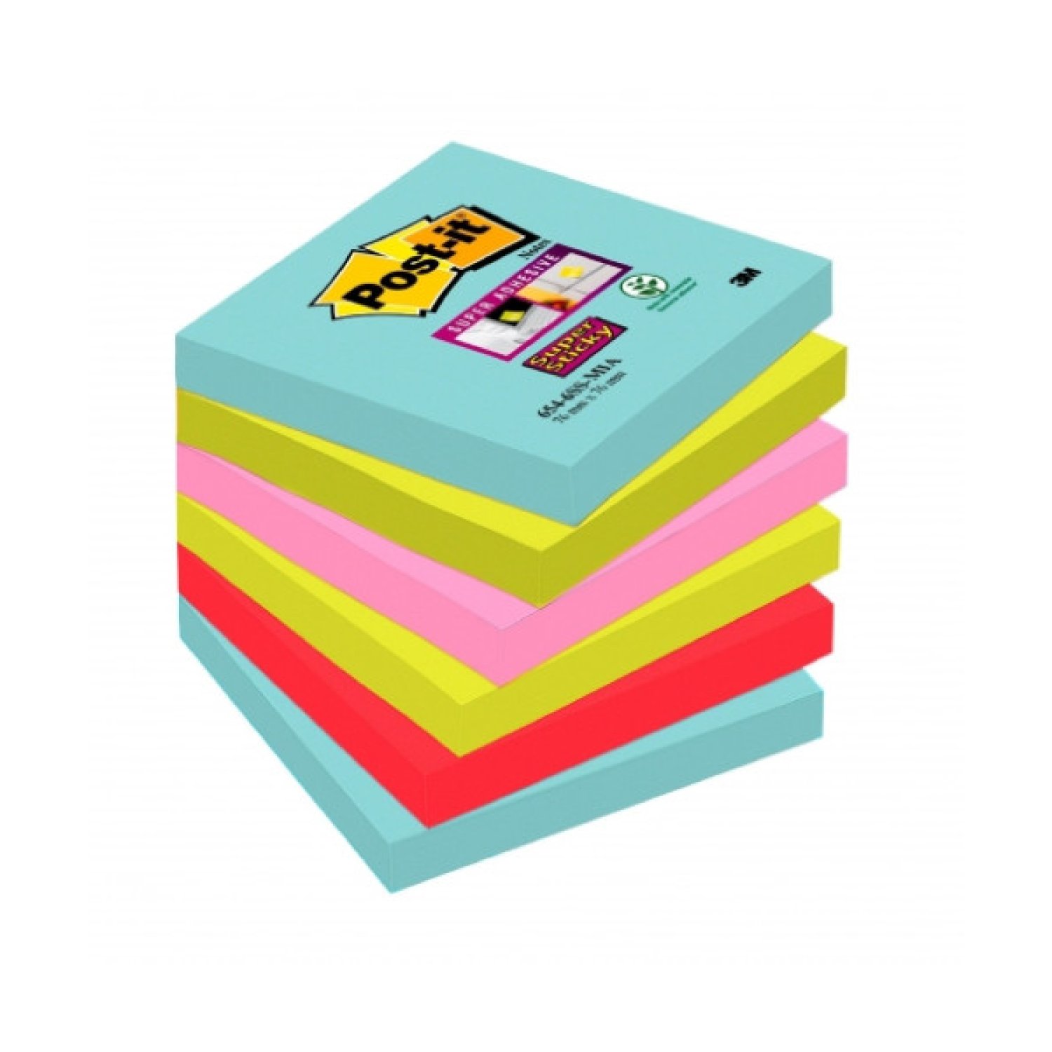 Post-it · Pack 6 Blocs Notas Adhesivas · 76x76mm · Super Sticky · Colección Cosmic