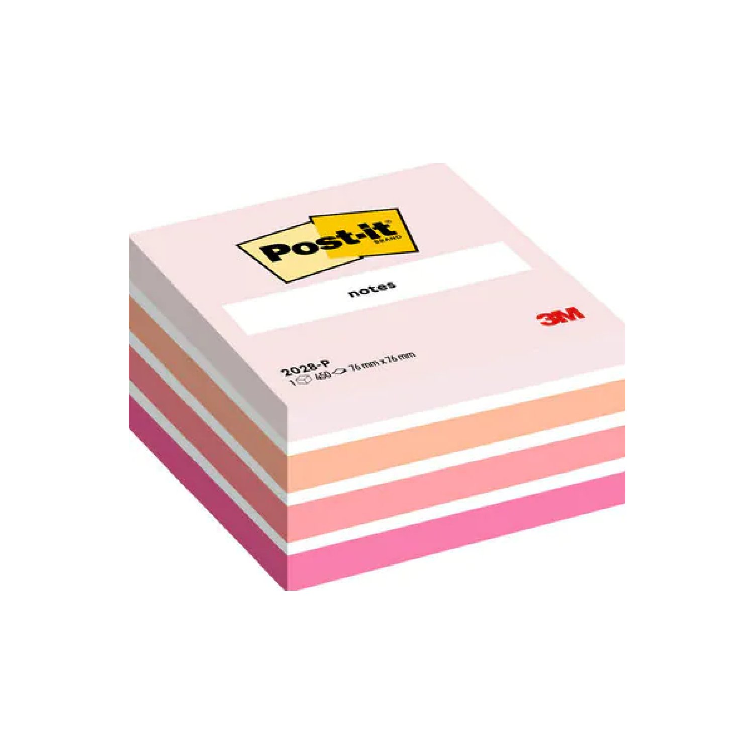 Post-it · Cubo Notas Adhesivas · 450 Hojas · 76x76mm · Colores Surtidos Rosa