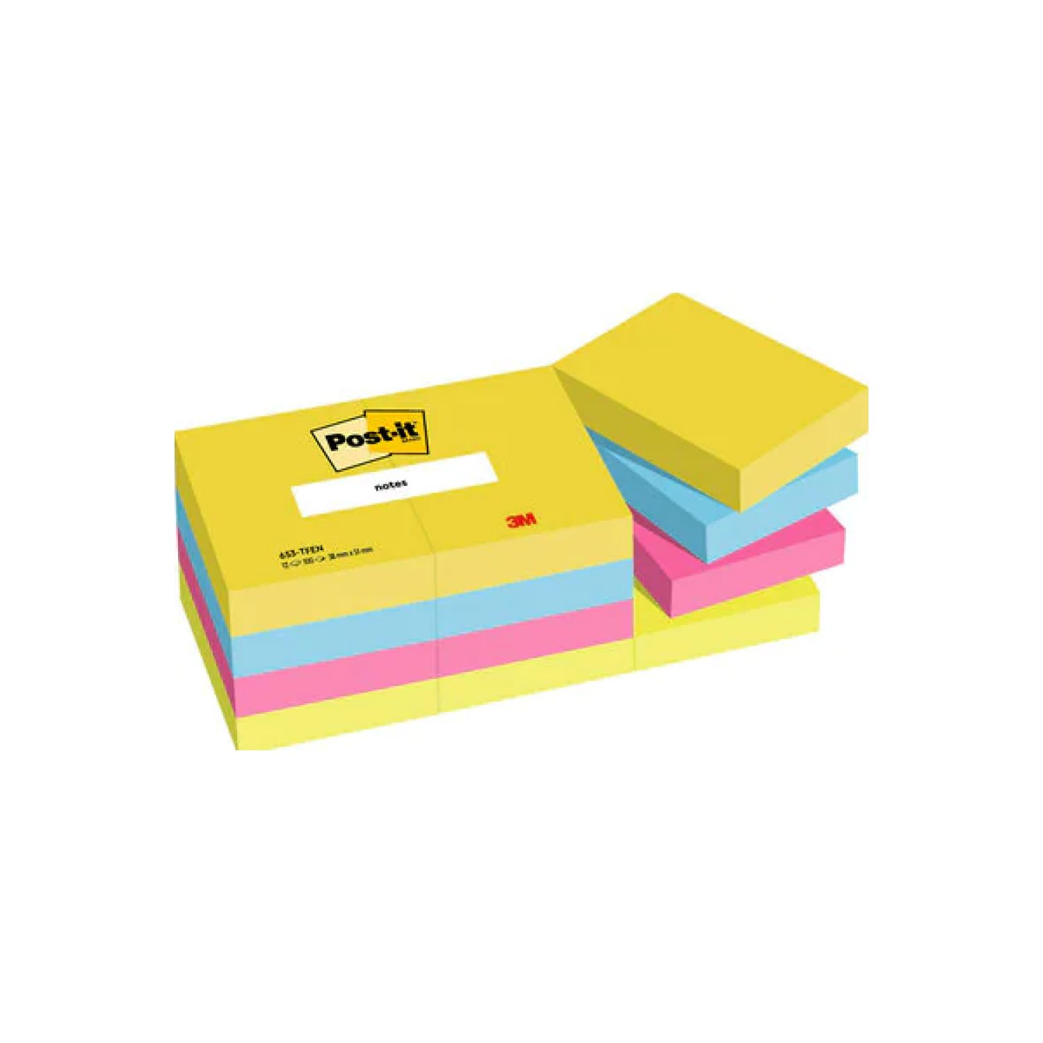 Post-it · Pack 12 Blocs Notas Adhesivas · 38x51mm · Colección Energetic · 1.200 Hojas