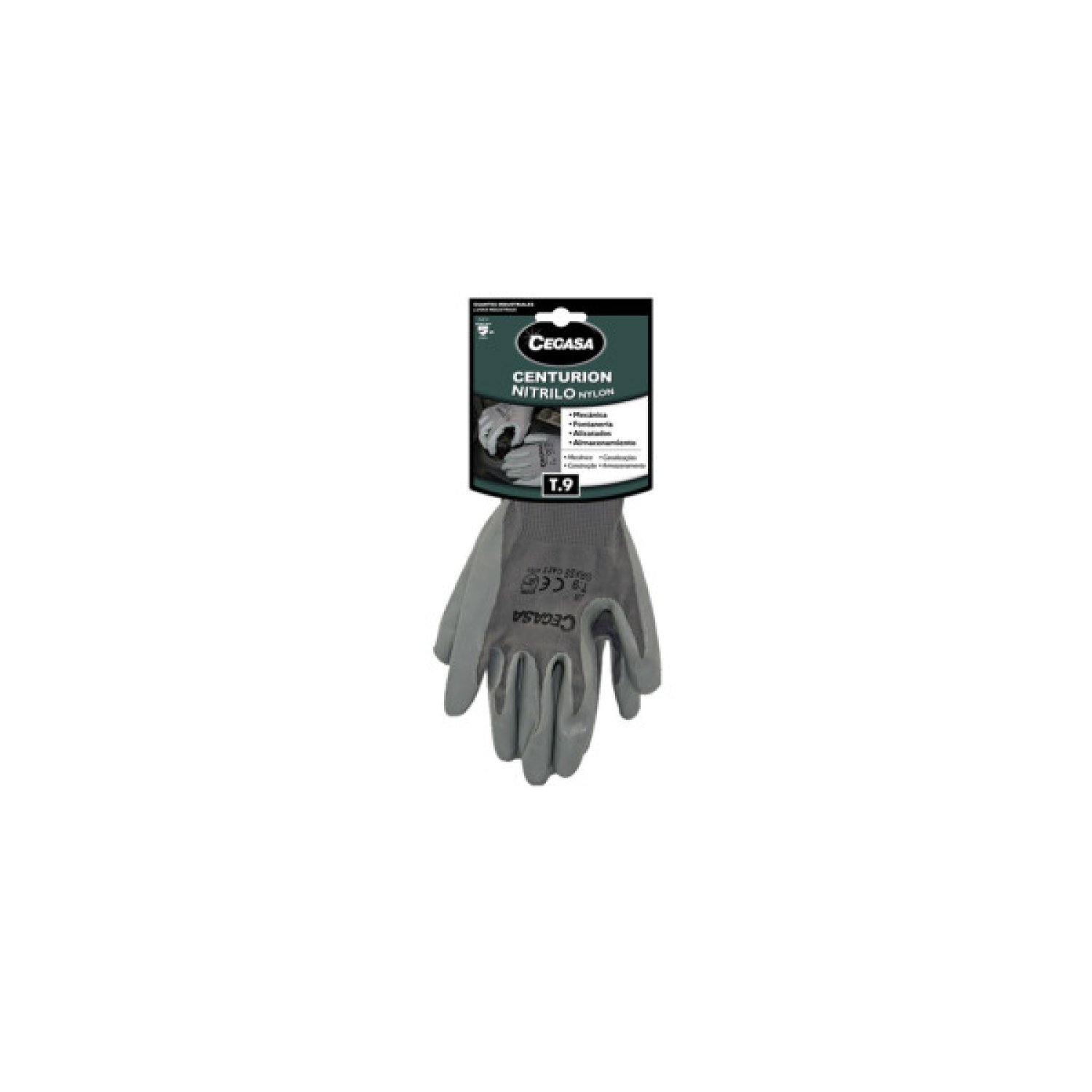 Guantes Centurion · Nitrilo/Nylon · Talla L · Gris · Resistentes