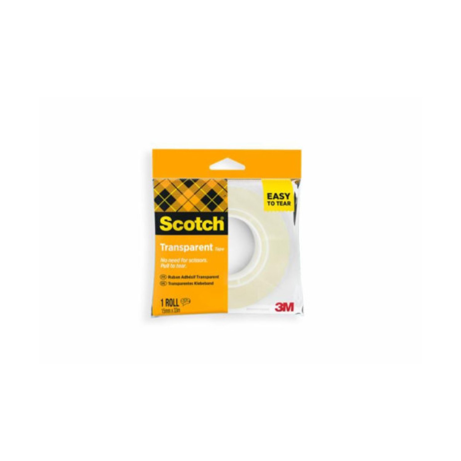 Scotch · Cinta Transparente Easy Tear · 19mm x 33m · Rollo Blister