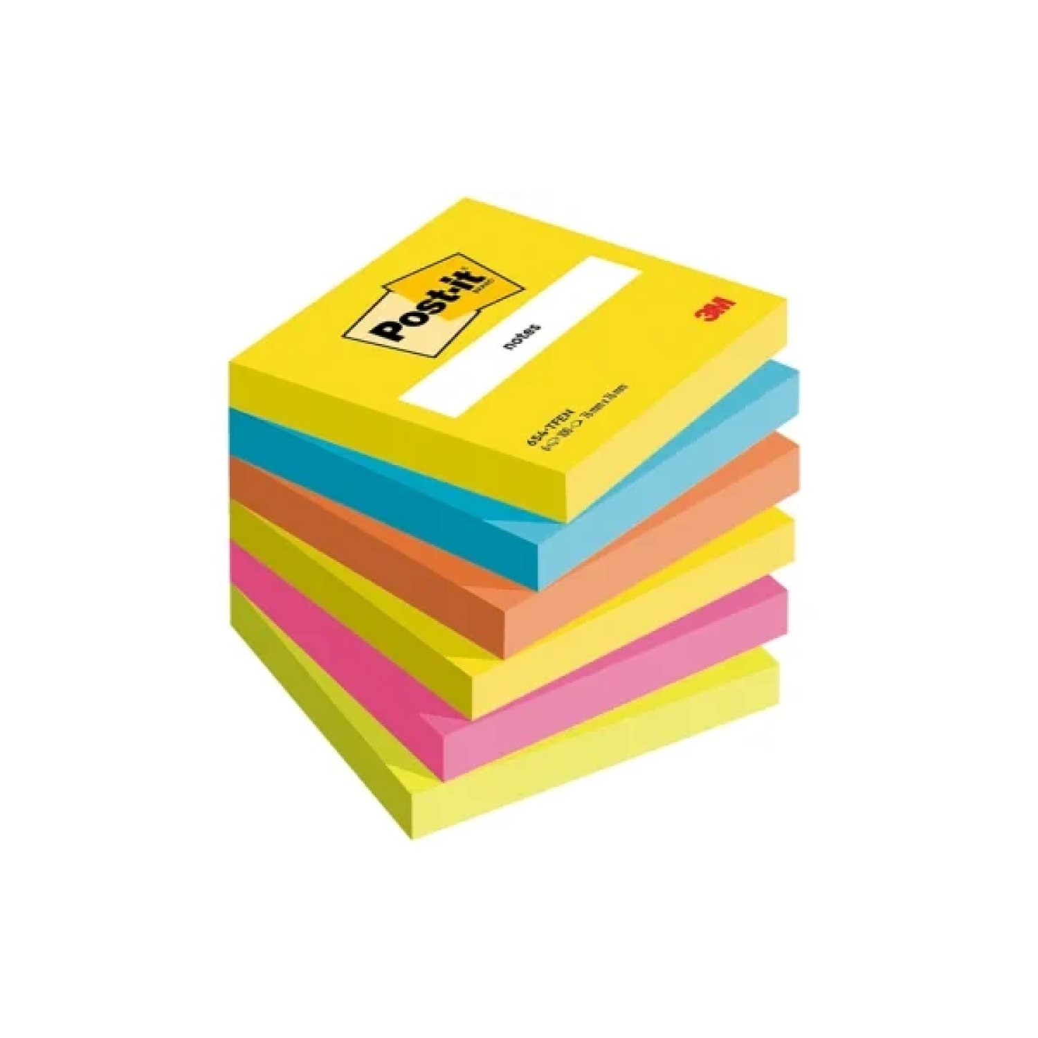 Post-it · Pack 6 Blocs Notas Adhesivas · 76x76mm · Colección Energetic · 600 Hojas