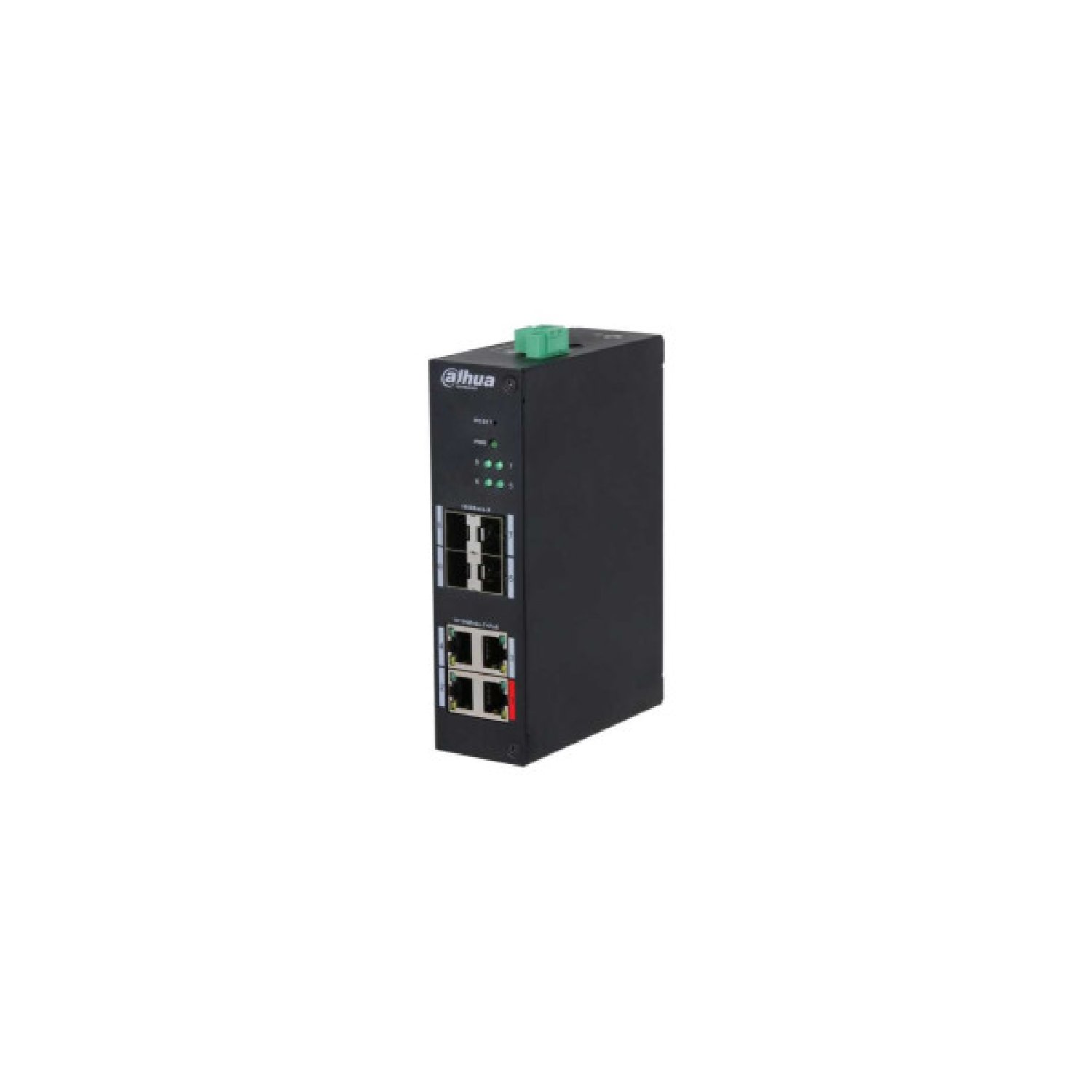 Dahua Switch Managed L2 · 4 Puertos 10/100 + 4 SFP Gigabit · 96W PoE · Hardened