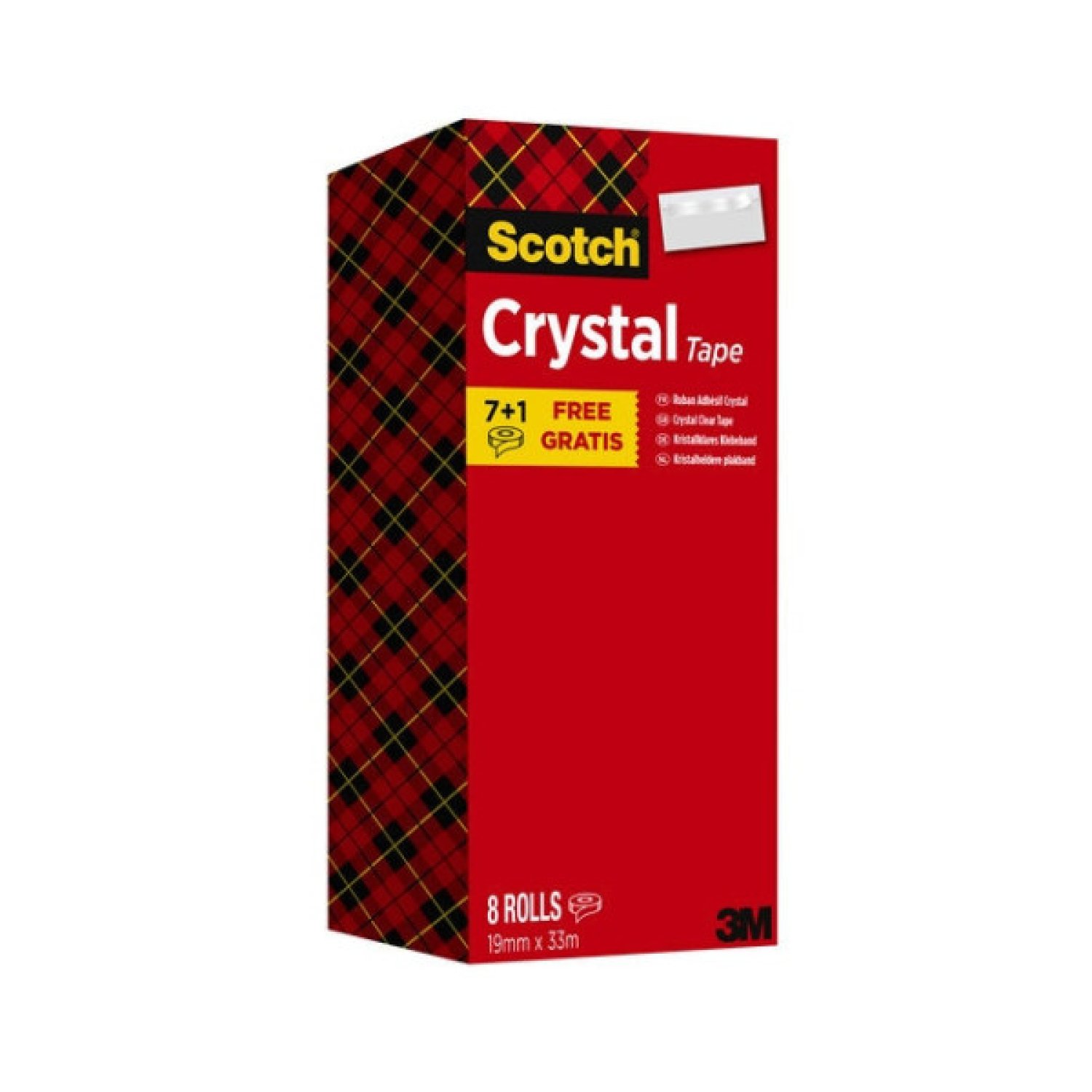 Scotch Cinta Supertraspante 19mm x 33m · Pack 7+1 Rollos · Crystal
