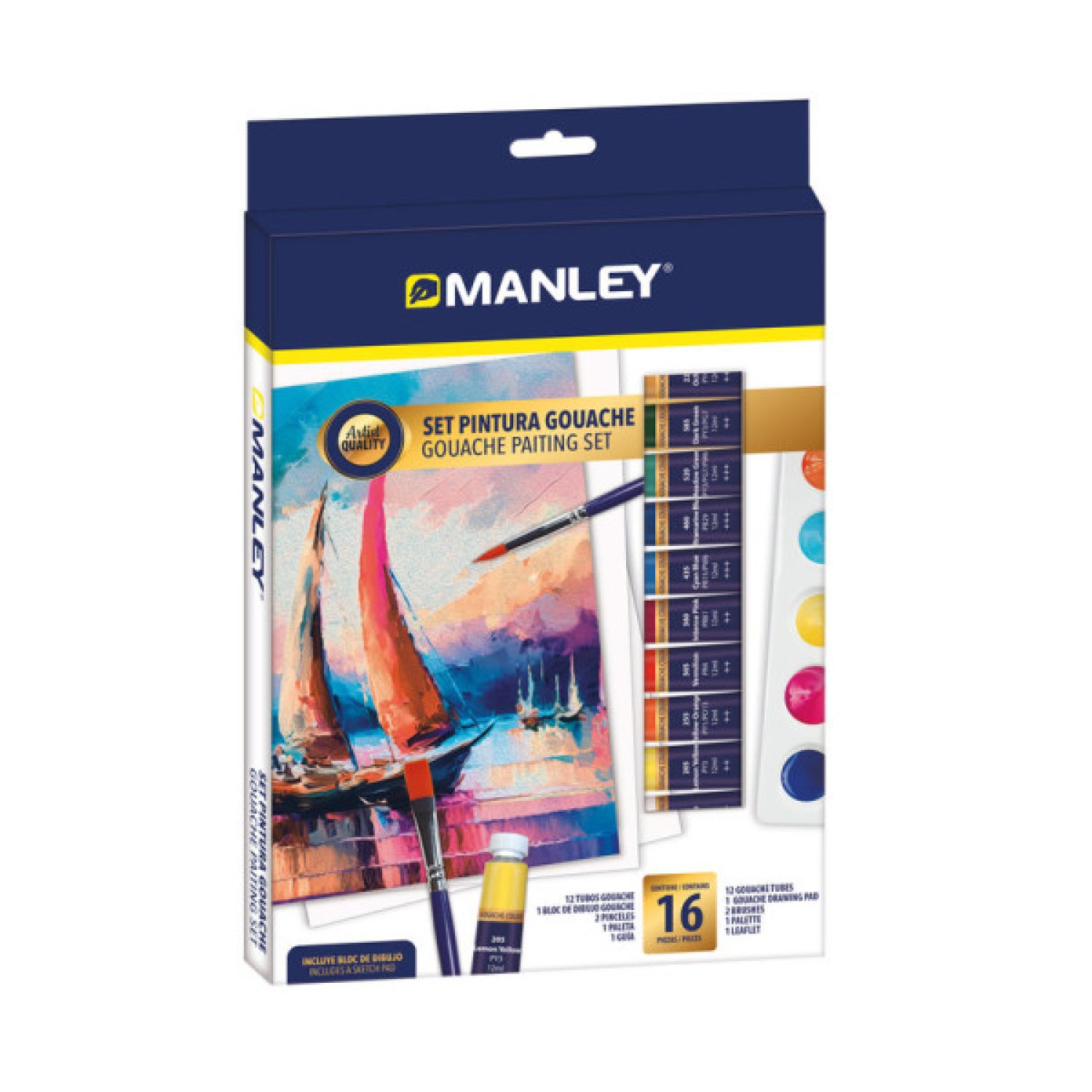 Manley · Pintura Gouache · 16 Colores · Set Completo