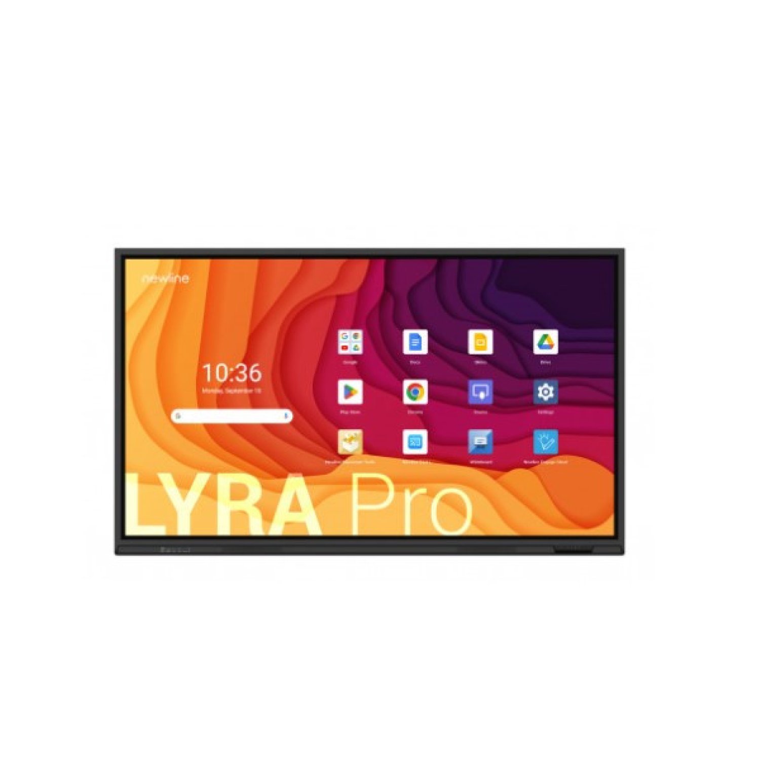 Newline Lyra Pro · Monitor Interactivo 65" · Android 13 · 8GB RAM · 298GB · USB-C 65W · Micrófono