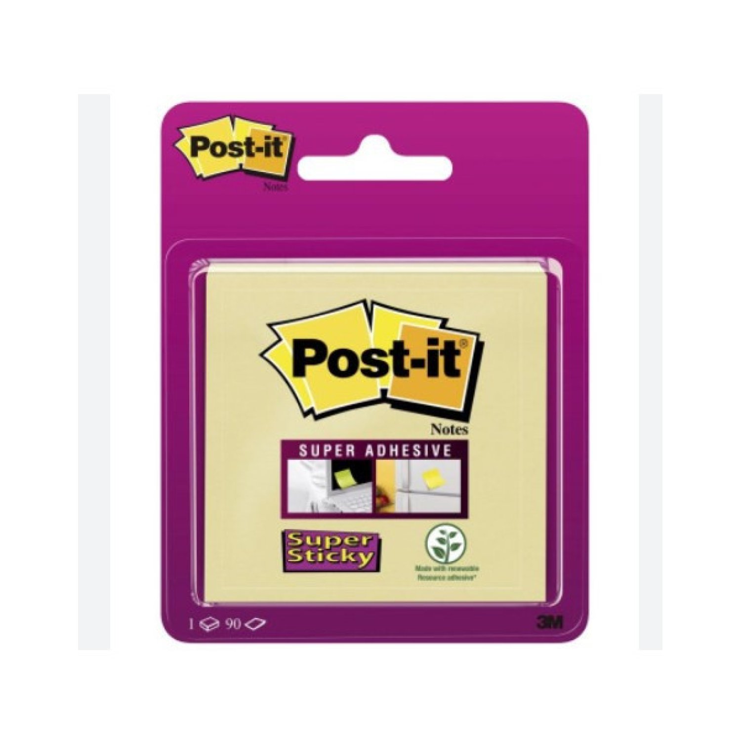 Post-It Super Sticky · Notas Adhesivas 76x76mm · 90 Hojas · Amarillo Canario · Pack 6 unidades