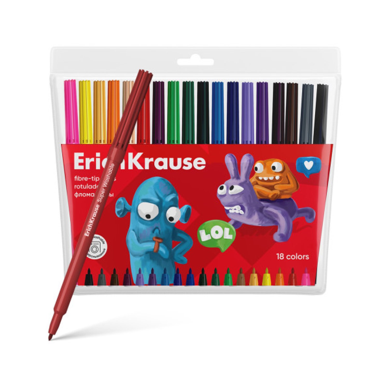 Erich Krause Rotuladores Jolly Friends · 18 Colores · Super Lavables