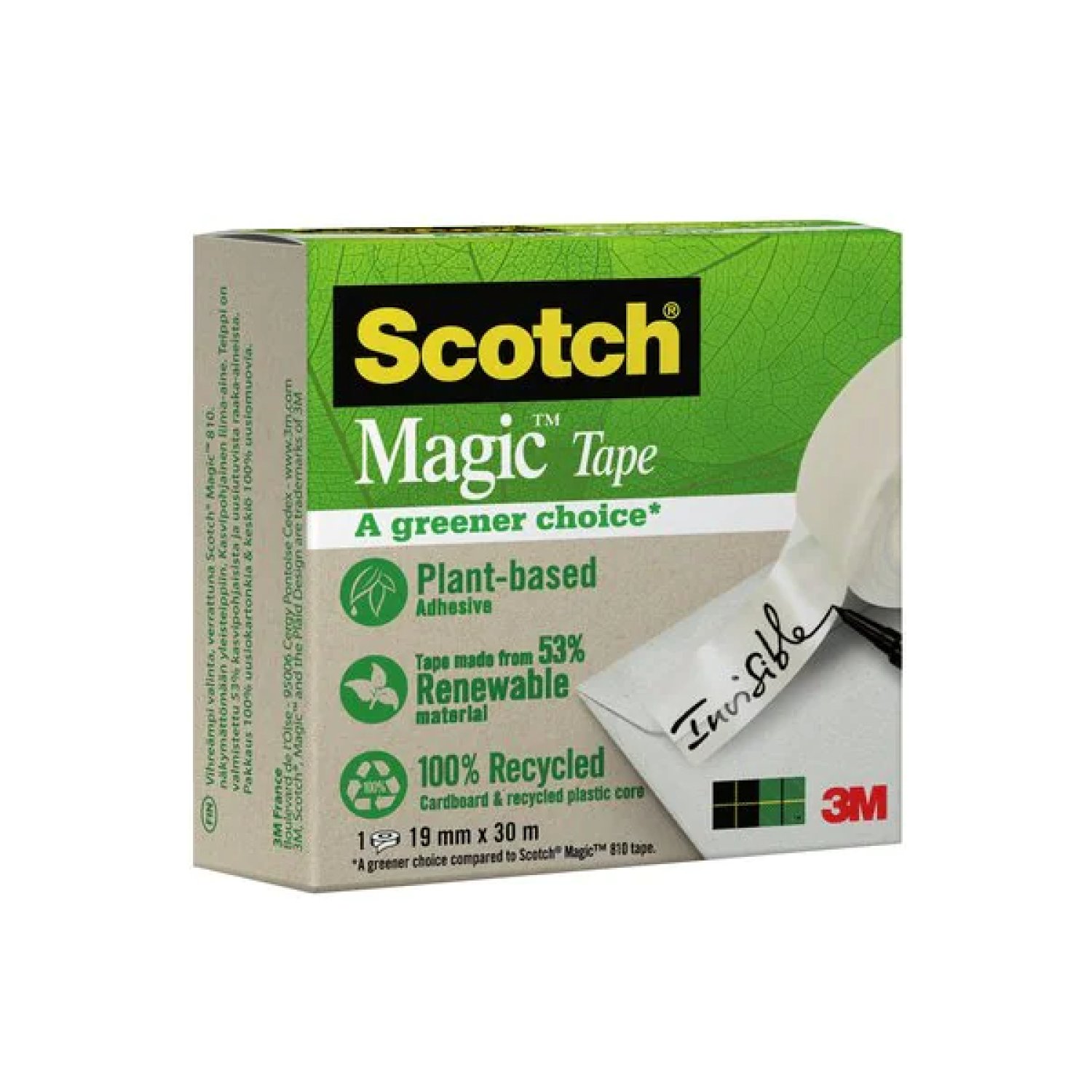 Scotch · Cinta Adhesiva Invisible · 19mm x 33m · Origen Vegetal
