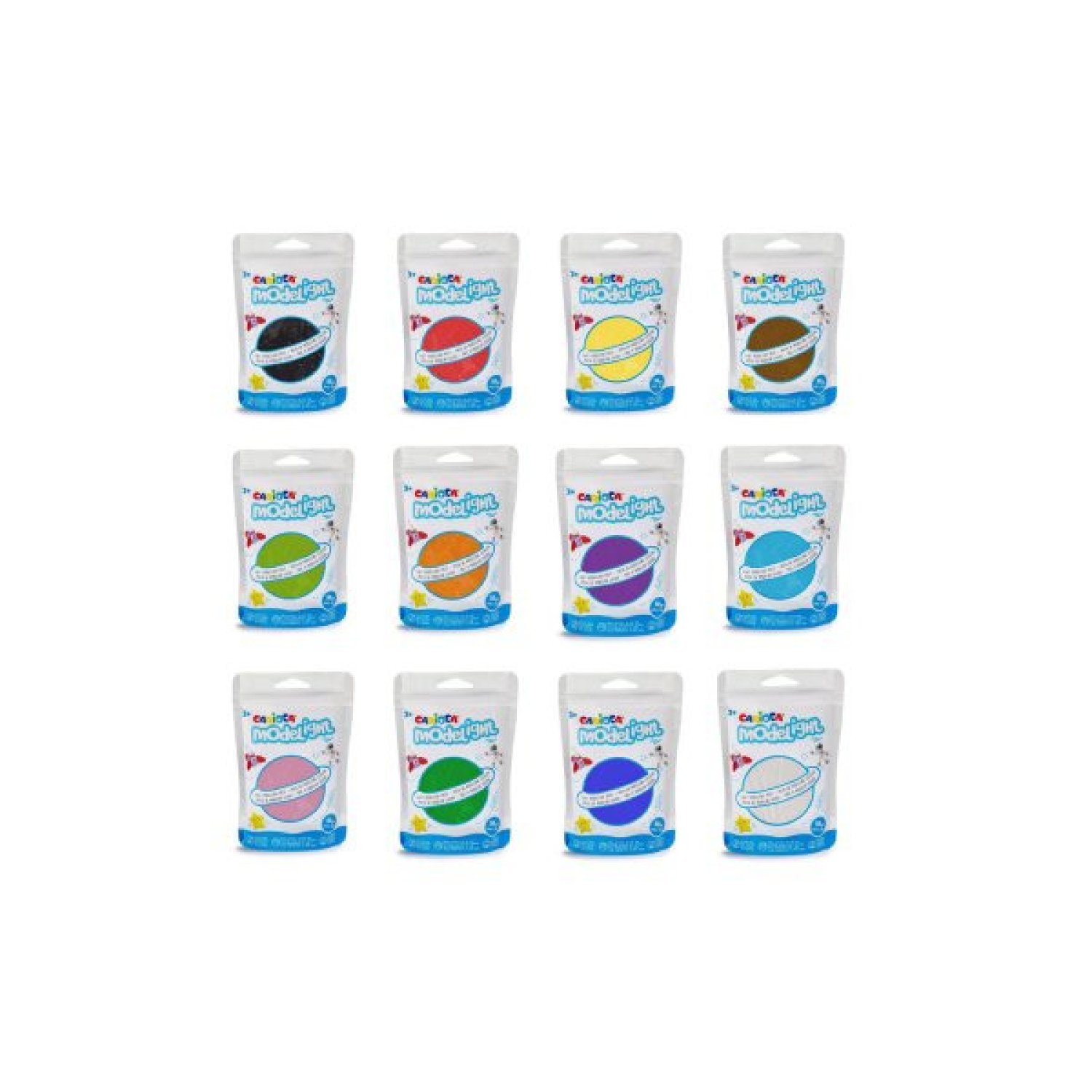 Carioca Modelight · Pasta de Modelar · Estuche 12 Colores · 50g cada una