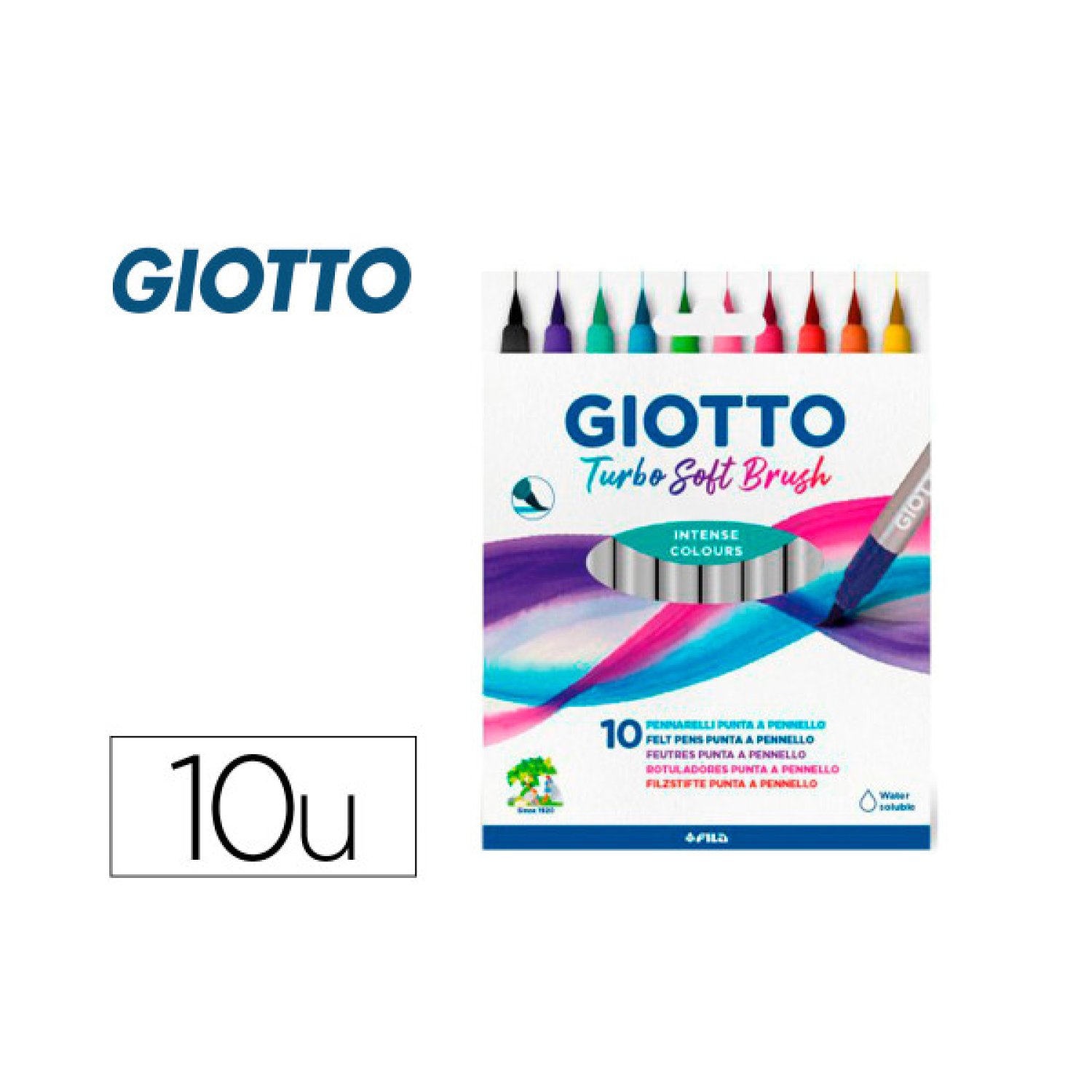 Giotto Turbo Soft Brush · Set 10 Pinceles · Estuche