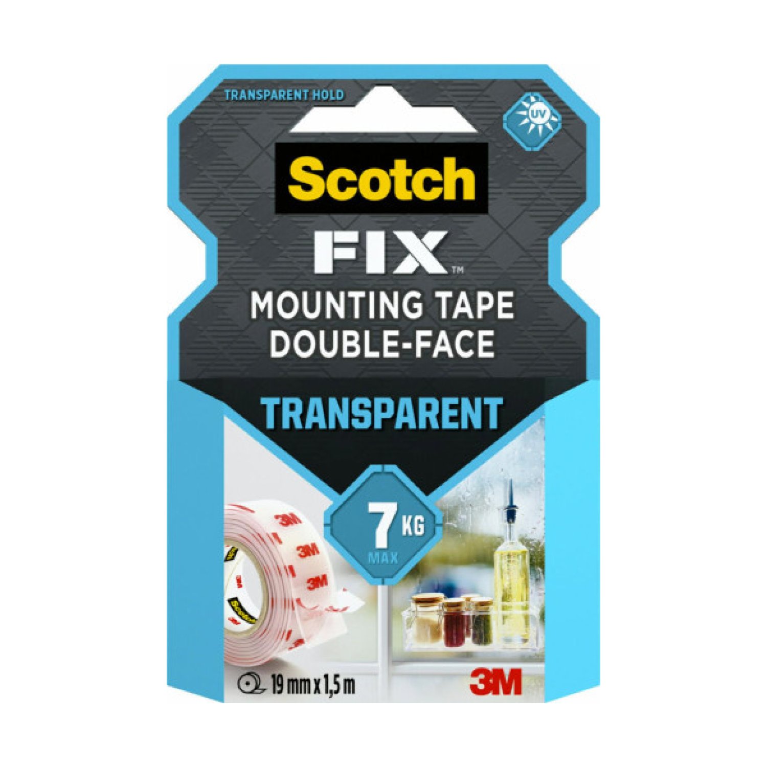 Scotch · Cinta Doble Cara · 19mm x 1,5m · Hasta 7kg · Transparente