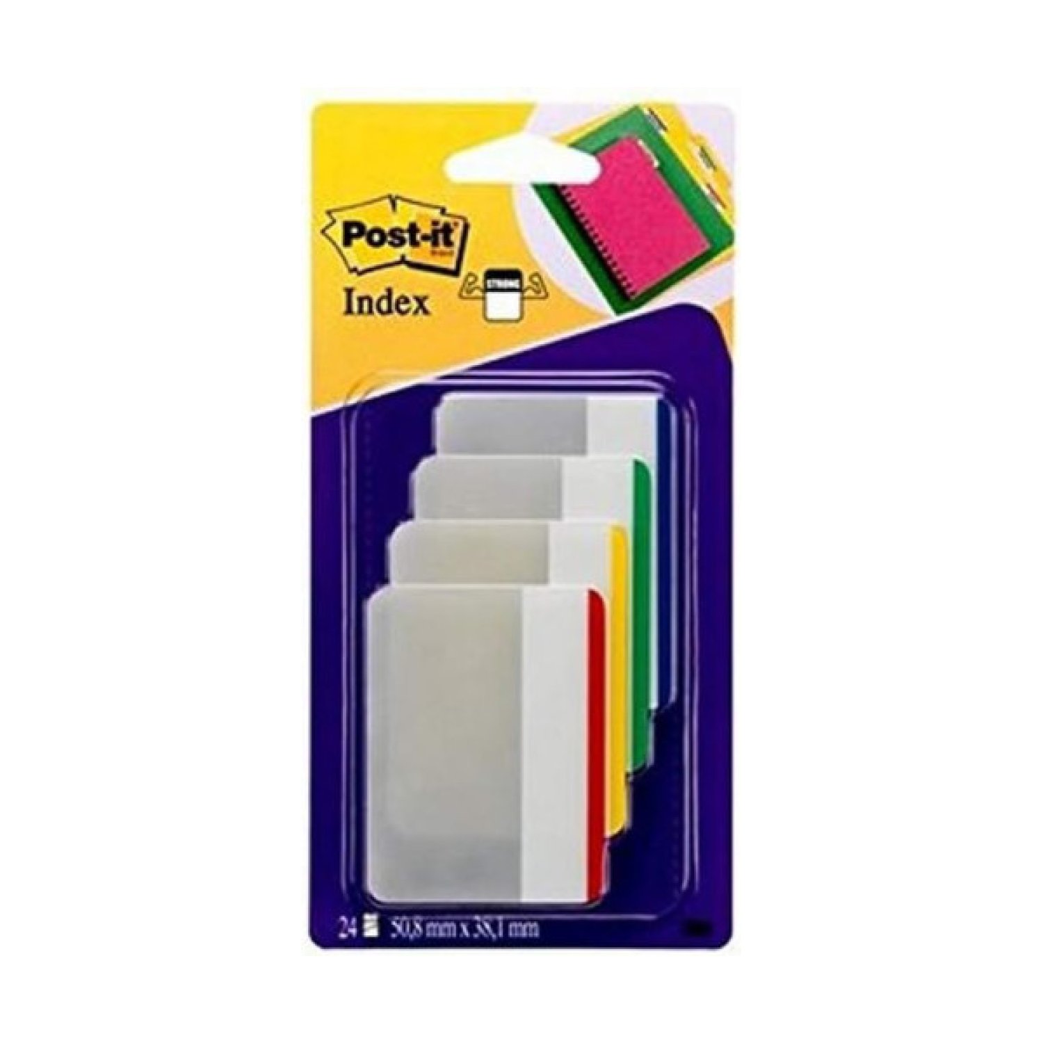 Post-it · Marcadores Index Rígidos · 24 unidades · 51x38mm · 4 colores