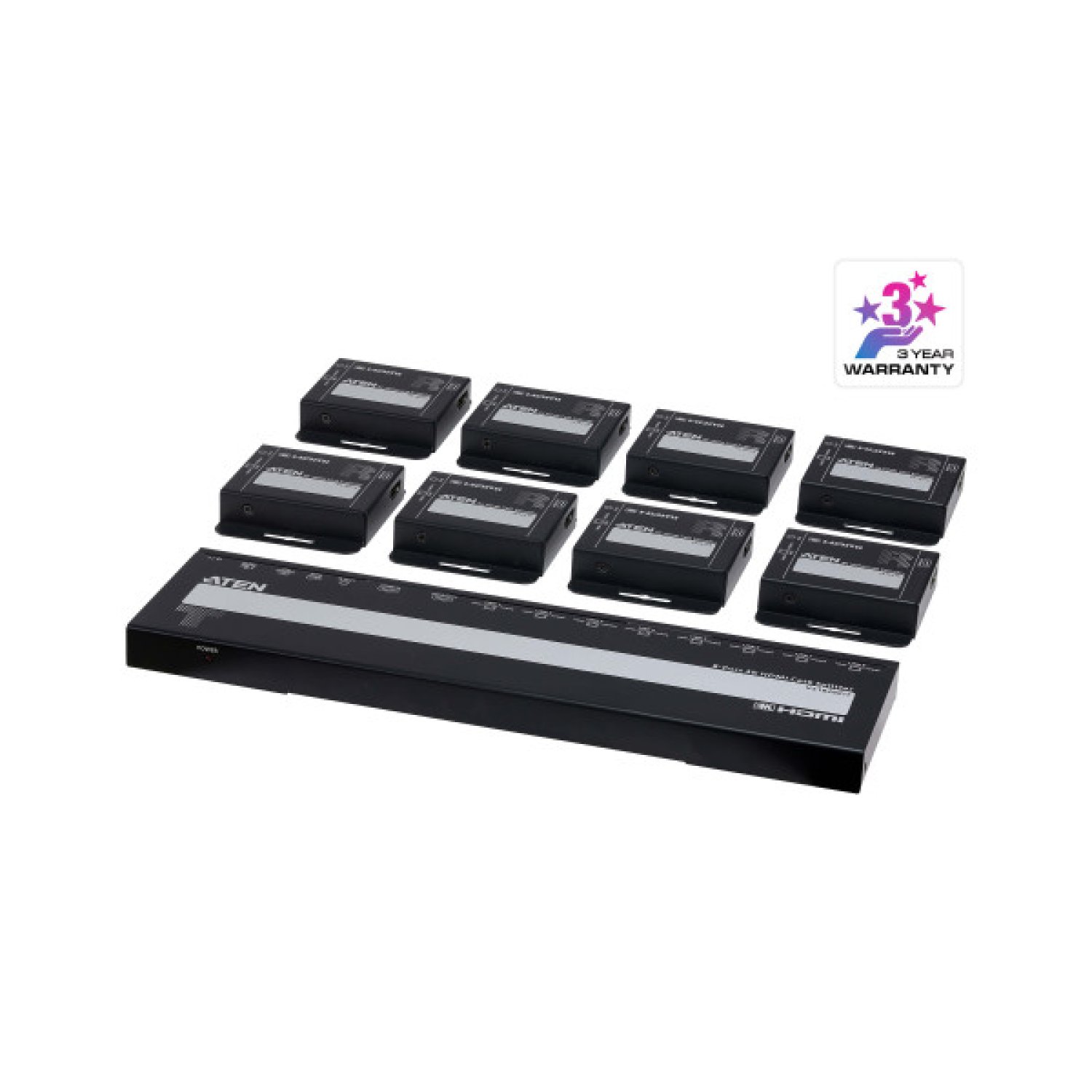 Aten · Distribuidor HDMI 4K sobre Cat6 · 8 puertos · Con receptores · PoC
