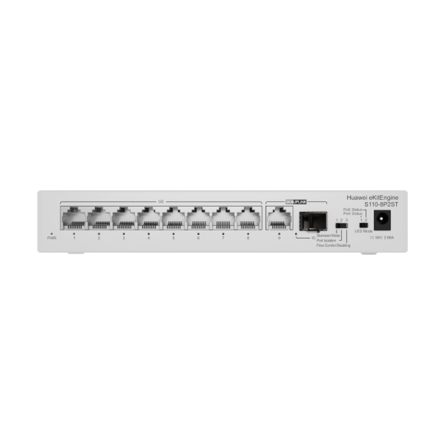 Huawei S110-8P2ST · Switch · 8 Puertos Gigabit PoE+ · 1 Puerto SFP 1GE · Alimentación AC