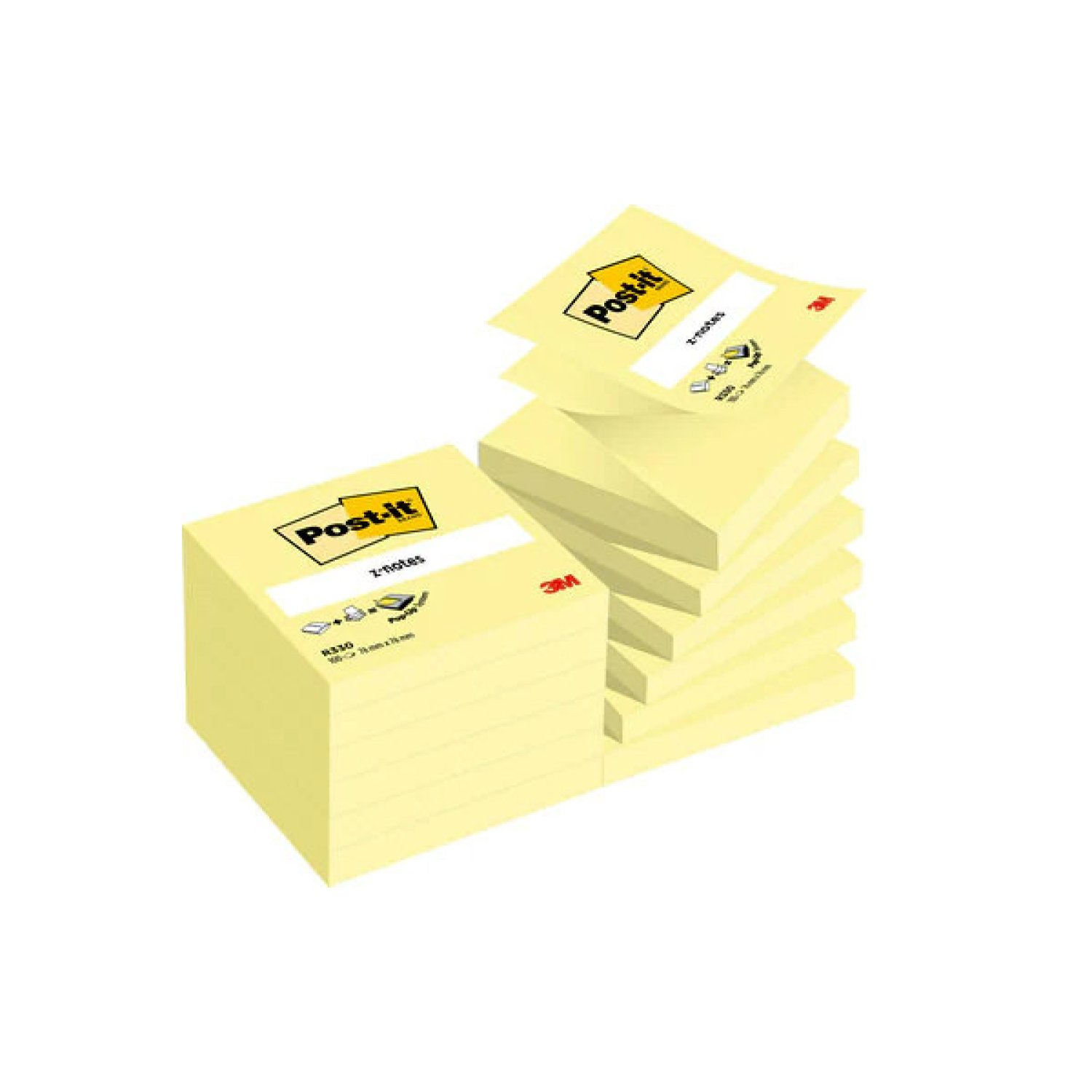 Post-it Z-Notes · Pack 12 Blocs · 100 Hojas · 76x76mm · Amarillo Canary