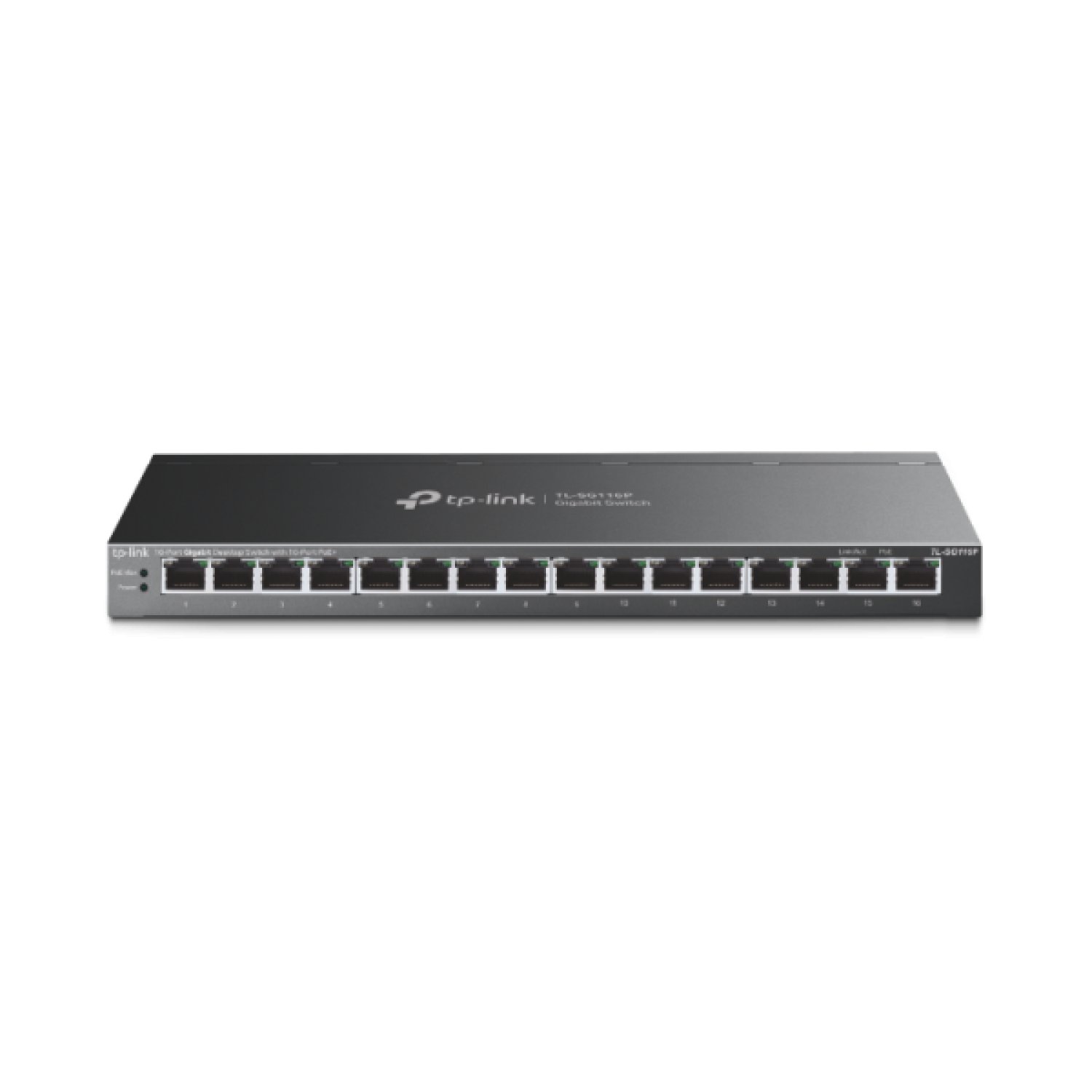 TP-LINK TL-SG116P · Switch Gigabit 16 Puertos · PoE+ · Escritorio