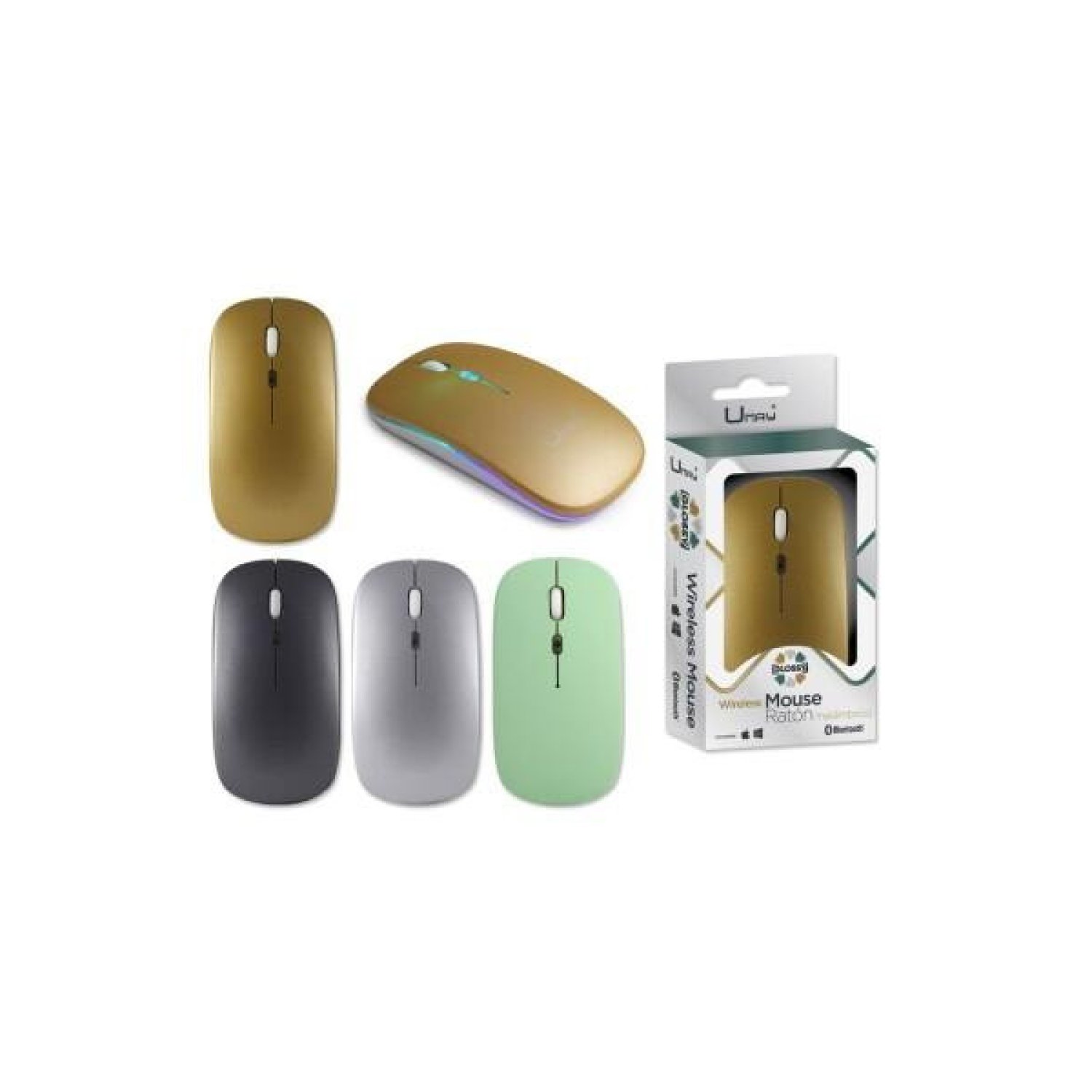 UMAY Ratón Bluetooth · Colección Glossy · Inalámbrico · Diseño Moderno