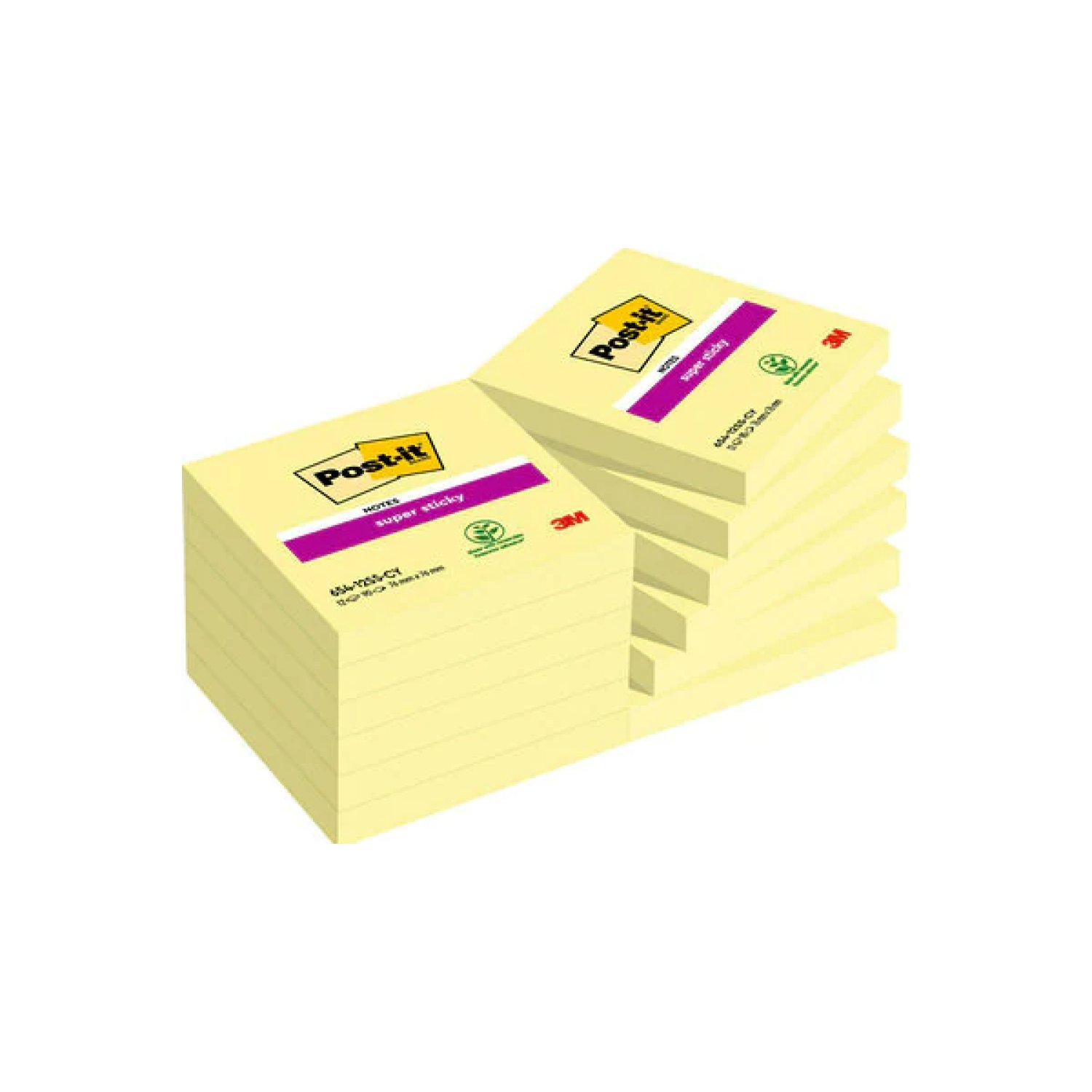 Post-it · Pack 12 Blocs Notas Adhesivas · 76x76mm · 90 Hojas · Super Sticky