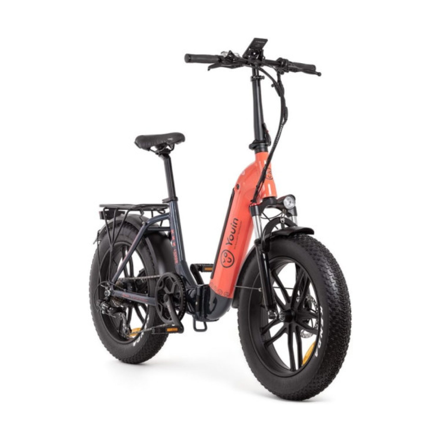 Youin Luxor Urban Fat · E-Bike 20" × 4 · Batería Integrada y Extraíble · Negro/Coral