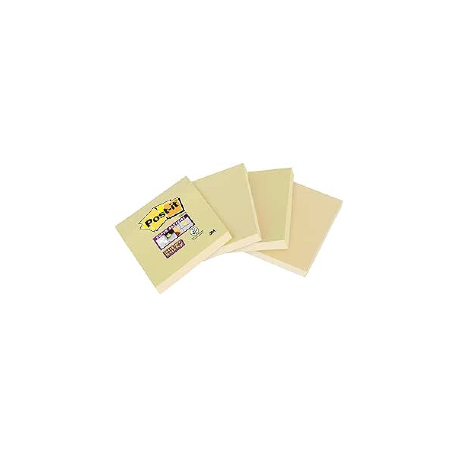 Post-it · Pack 4 Blocs Notas Adhesivas · 102x152mm · Papel Reciclado · Rayadas · Amarillo Canario
