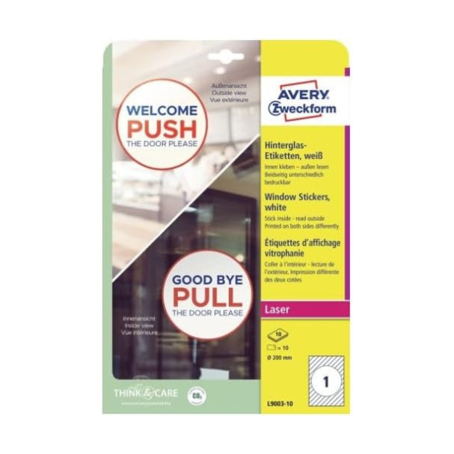 Avery L9003 · Adhesivos Papel Ventanas · 200 mm · 10 hojas