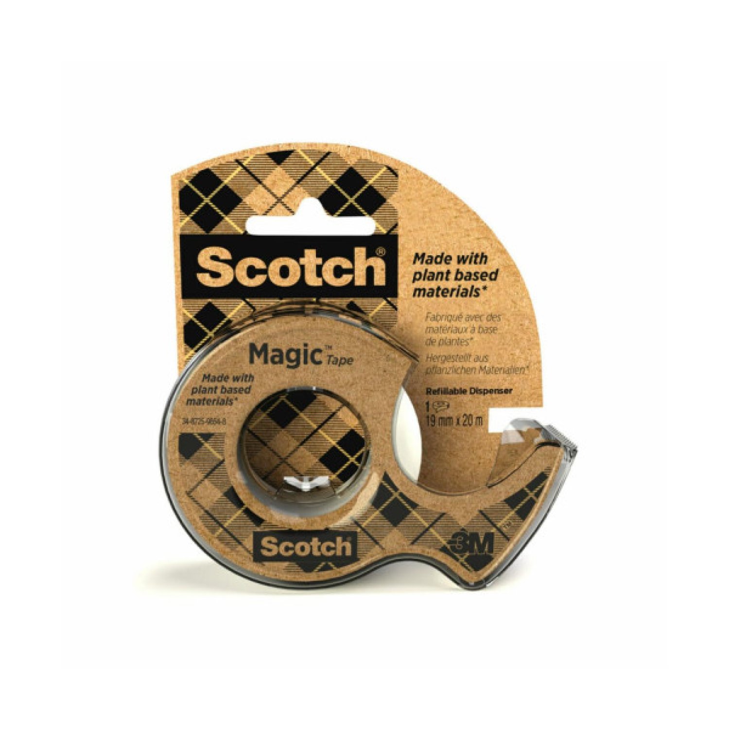 Scotch · Cinta Invisible 19mm x 20m · Origen Vegetal · Con Dispensador Reciclado