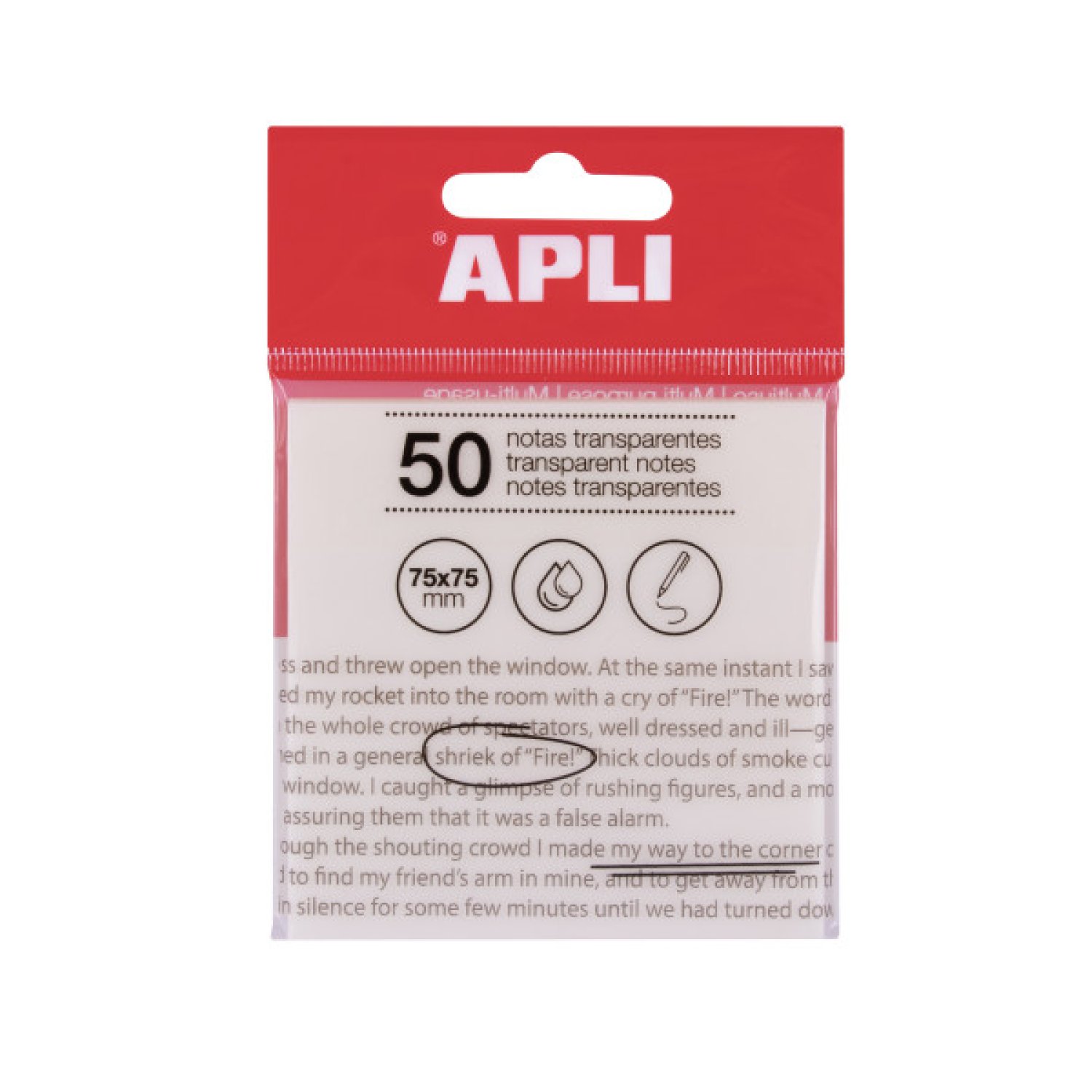 Apli Bilster · 50 Notas Adhesivas Transparentes · 75x75 mm