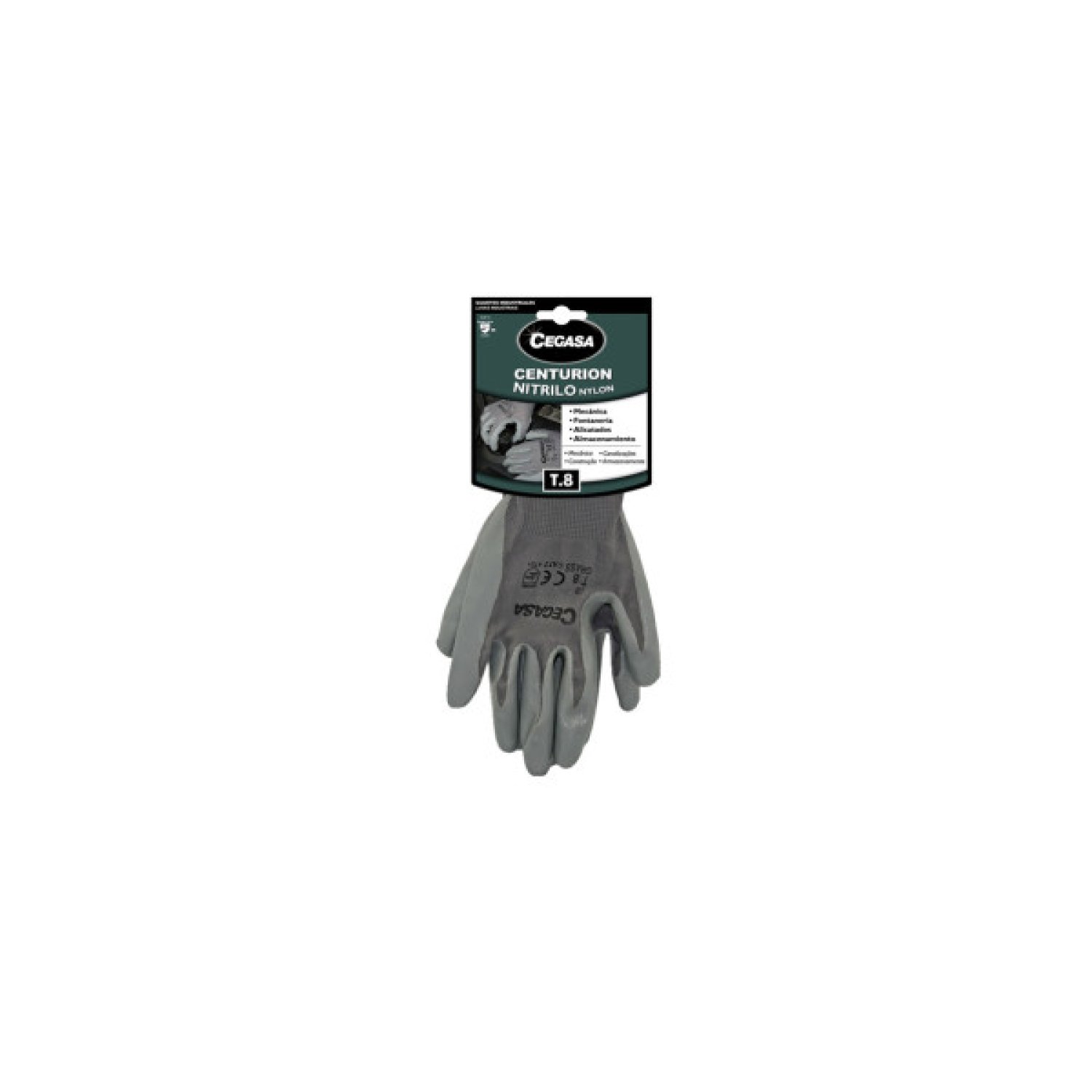 Guantes Nitrilo Centurion · Talla M · Gris · Nylon Reforzado