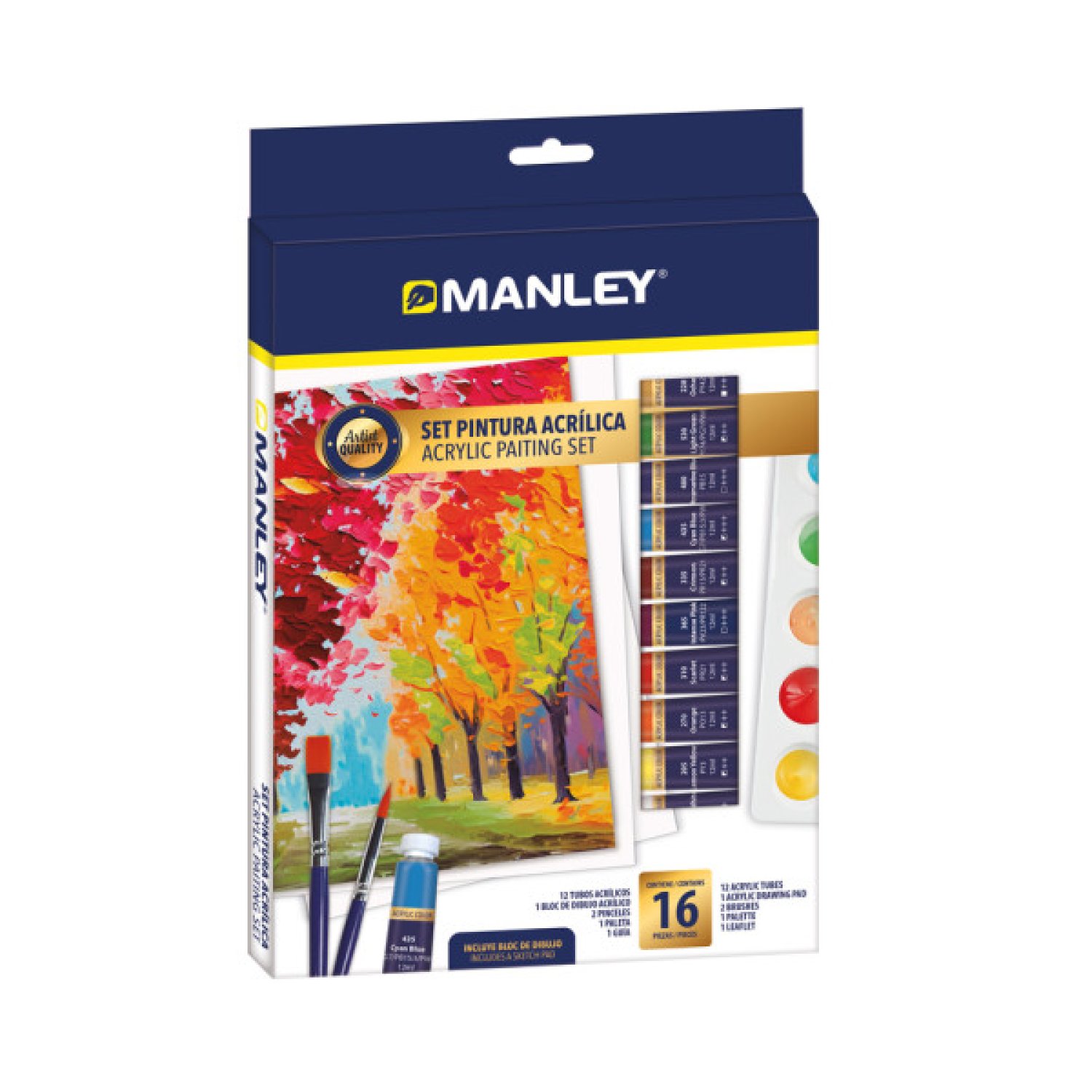 Manley · Set Pintura Acrílica · 16 Colores · Profesional