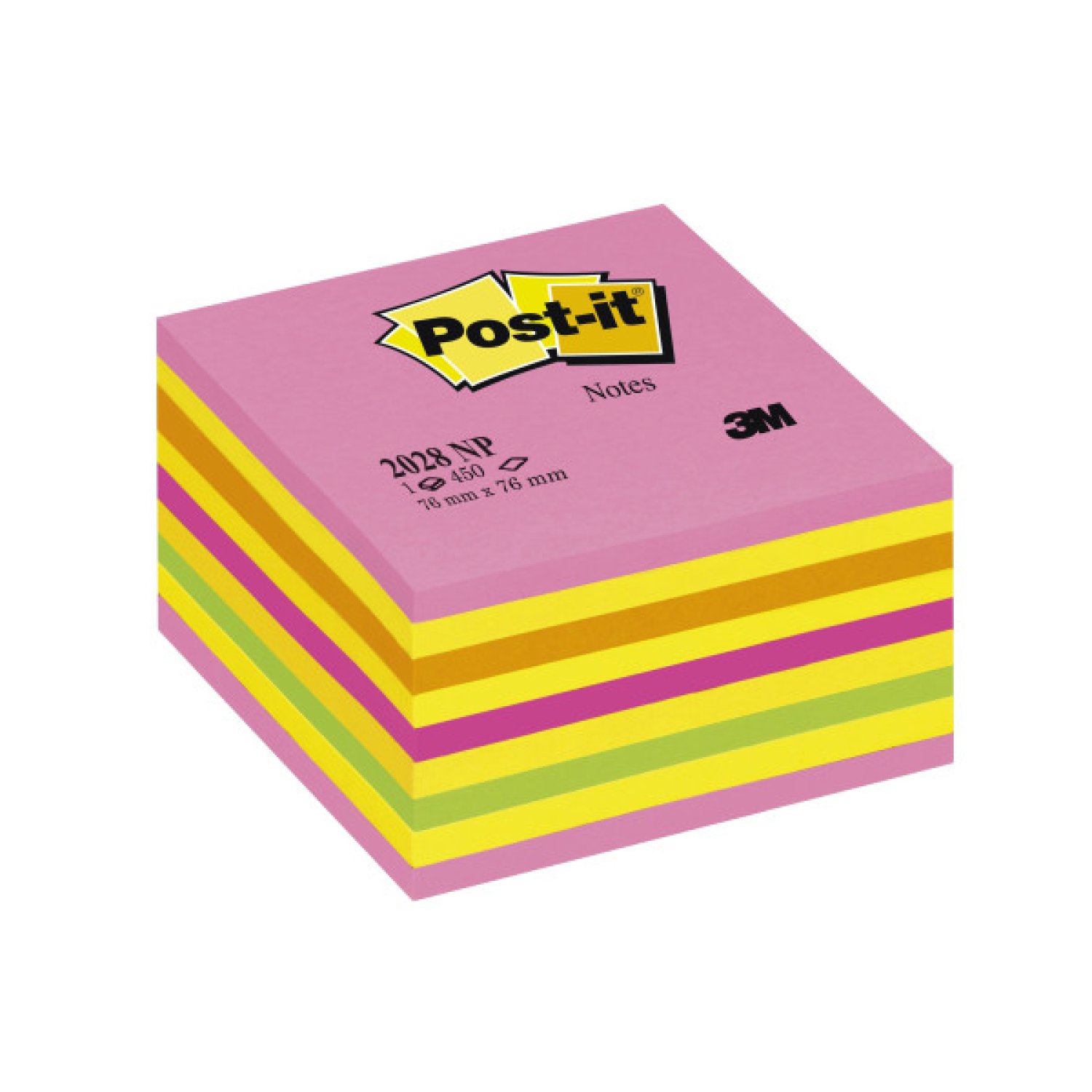 Post-it · Cubo Notas Adhesivas 450 Hojas · 76x76mm · Colores Neón
