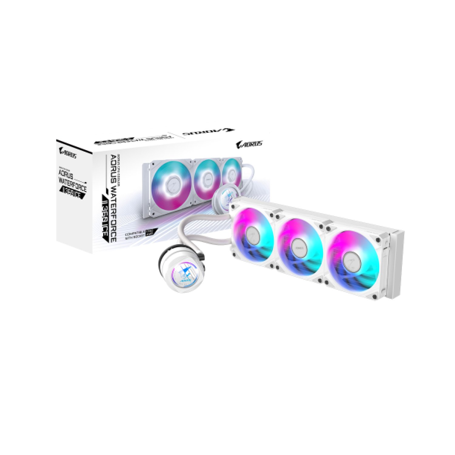 Gigabyte AORUS WaterForce II 360 · Refrigeración Líquida AIO · 3 Ventiladores ARGB 120mm · LGA1700/AM5