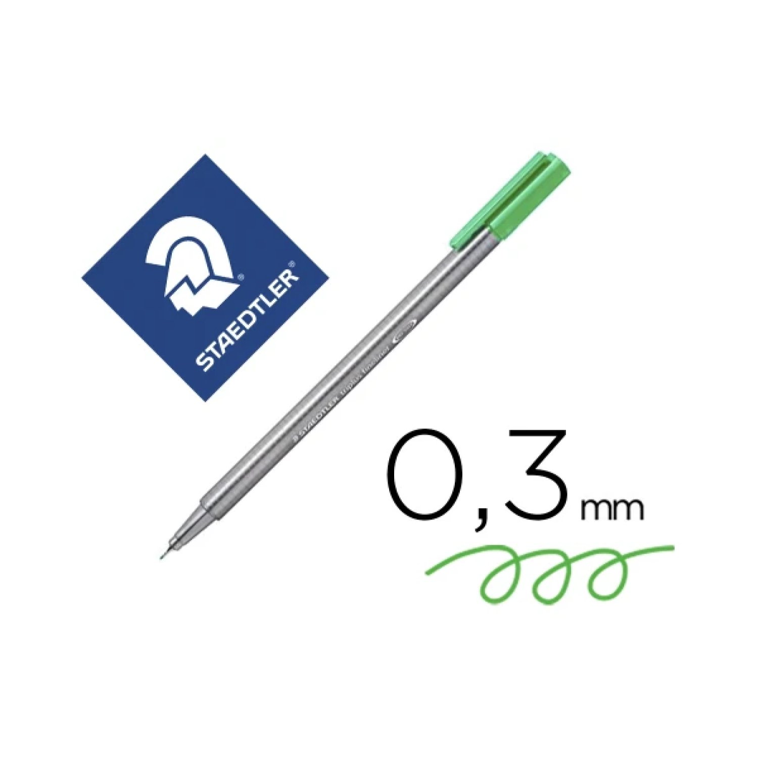 Staedtler Triplus Fineliner 334 Eco · Caja 10 Rotuladores · Verde · Punta Fina