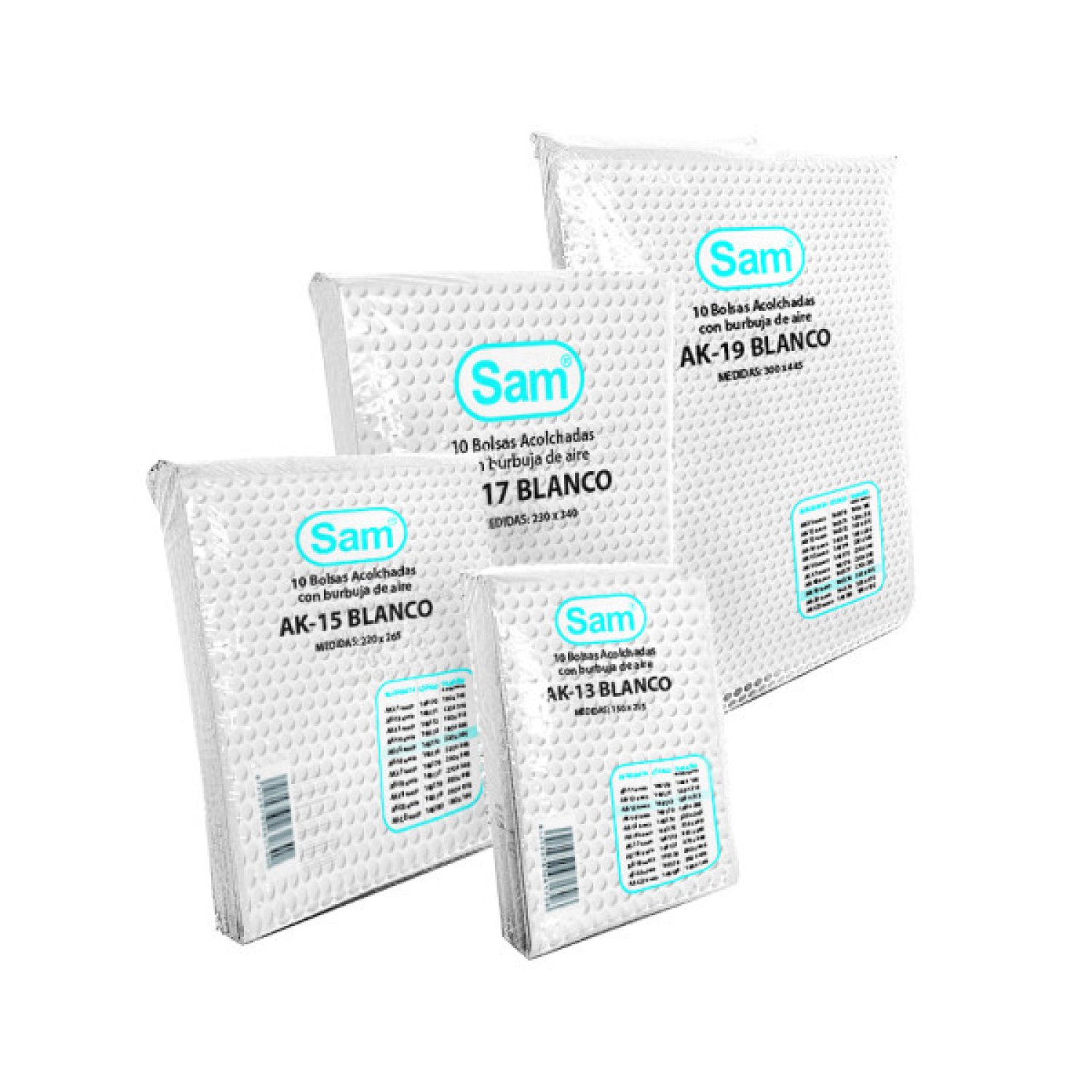 SAM · Bolsas Air Bag Autoadhesivas · Pack 10 uds · 300x445mm · Acolchadas