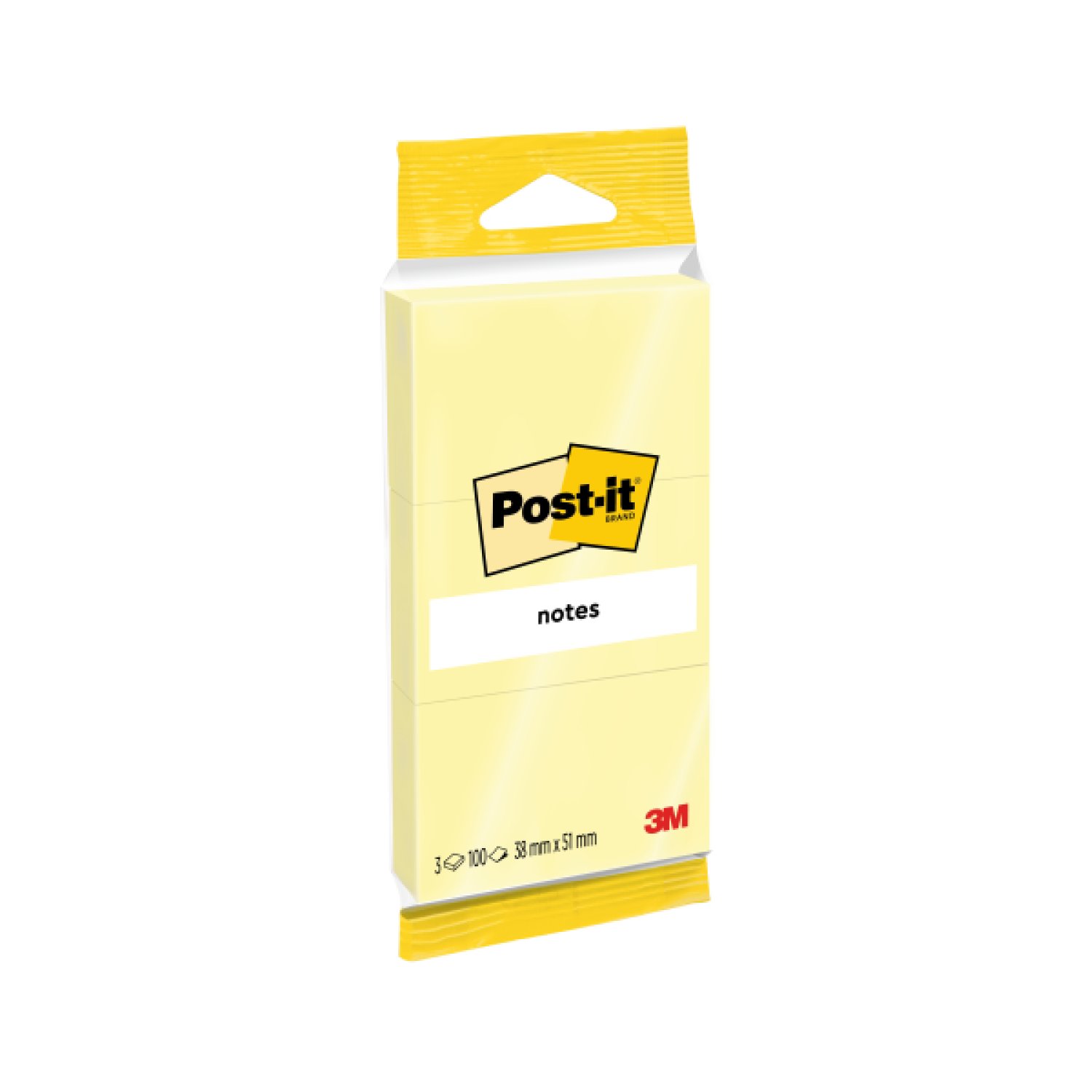 Post-it · Pack 3 Blocs Notas Adhesivas · 38x51mm · 100 Hojas · Amarillo