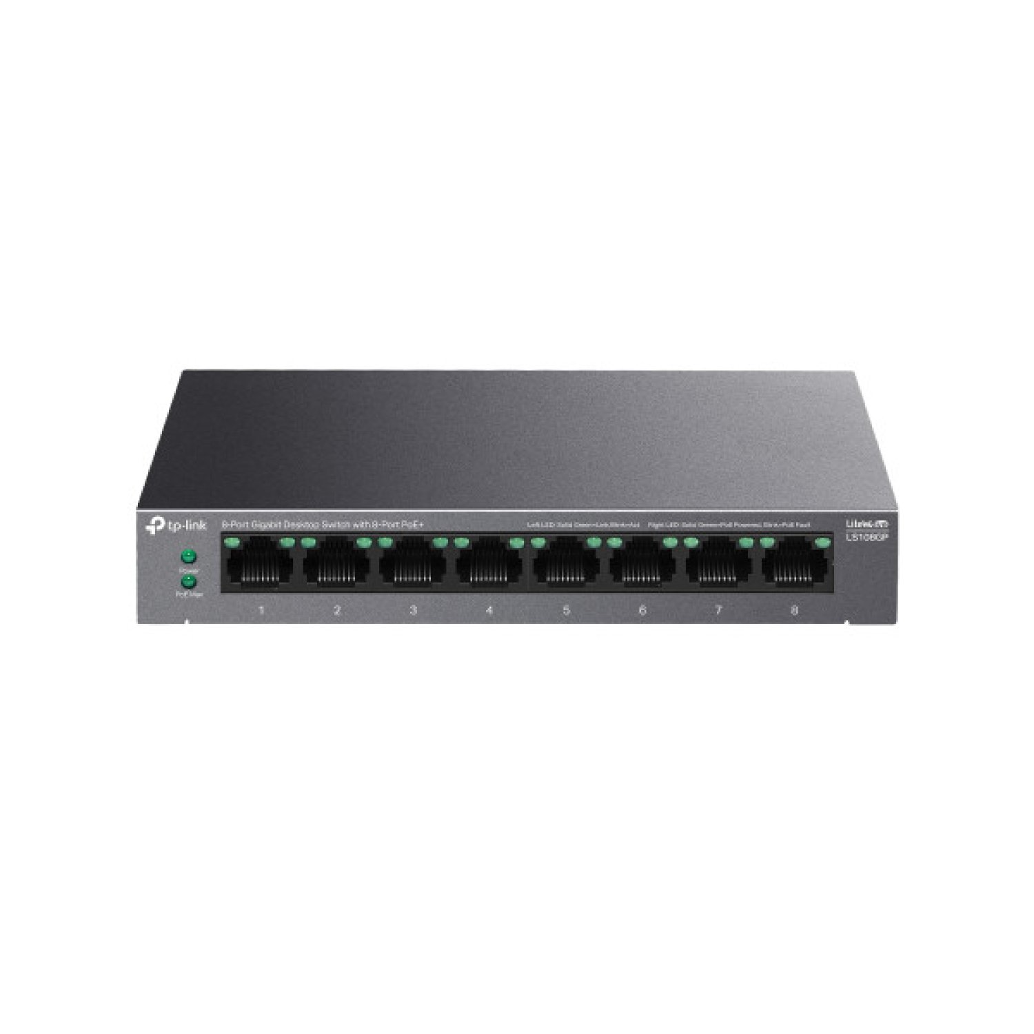 TP-Link LiteWave LS108GP · Switch Gigabit · 8 Puertos · PoE · No Administrado
