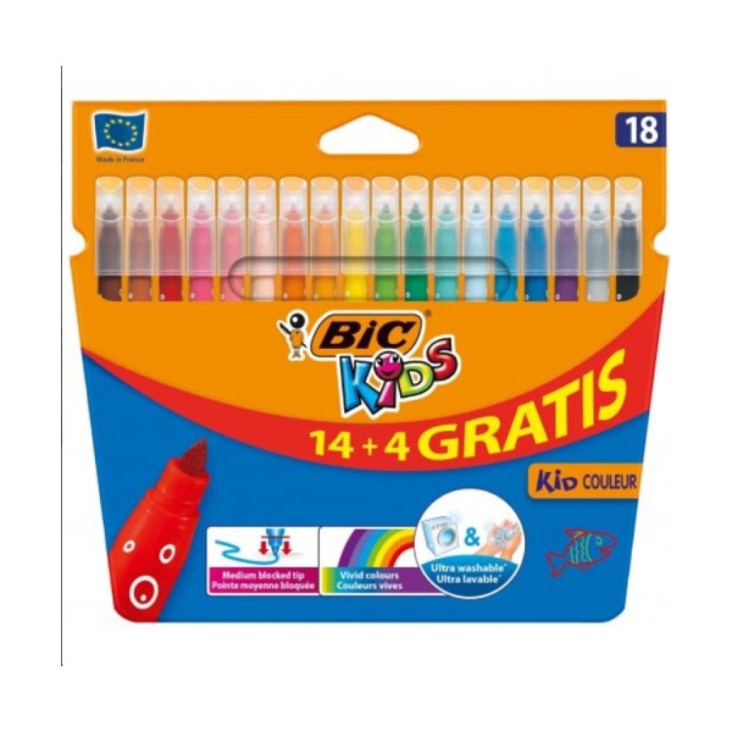 BIC Kid Couleur · Estuche 18 Rotuladores · Colores Surtidos