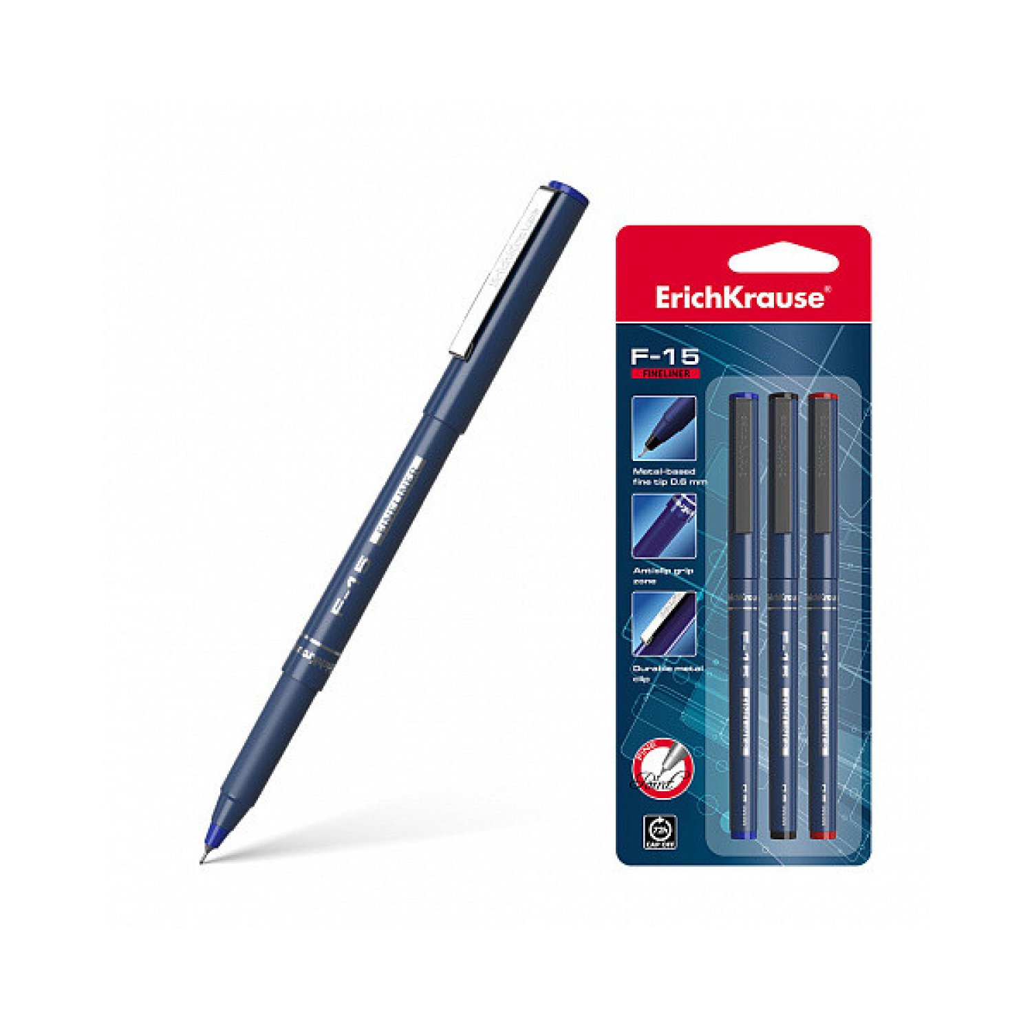 Erich Krause F-15 · Bolígrafo Trazo Fino · Tinta Azul