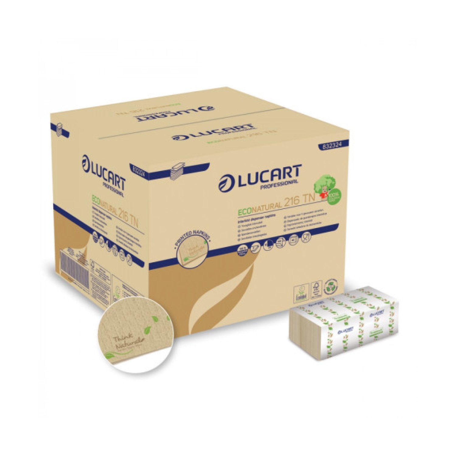 Lucart · Servilletas Interfold Econatural · 6000 Unidades · Dispensador Compatible