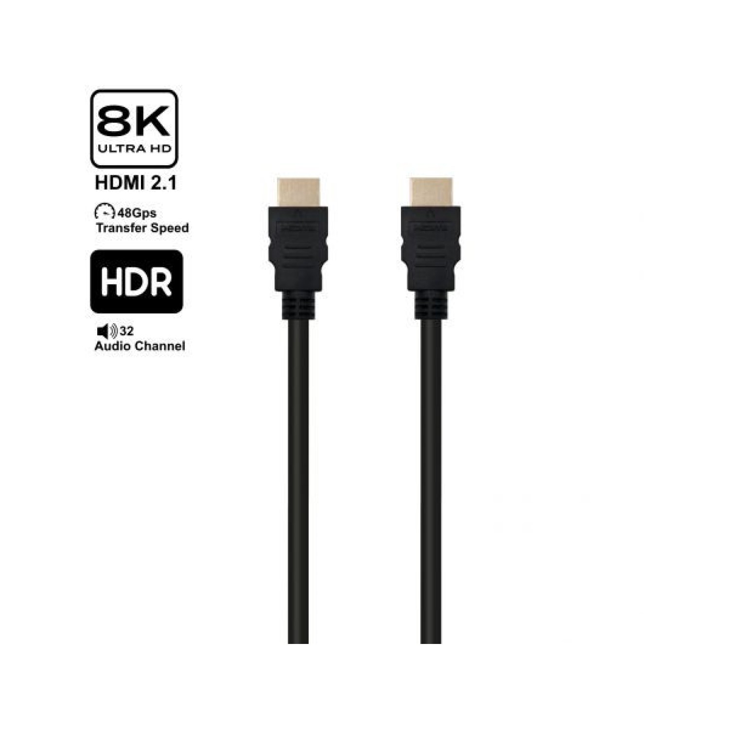 Ewent Cable HDMI 2.1 · 8m · Ultra High Speed · 8K@60Hz · Con Ethernet · Negro