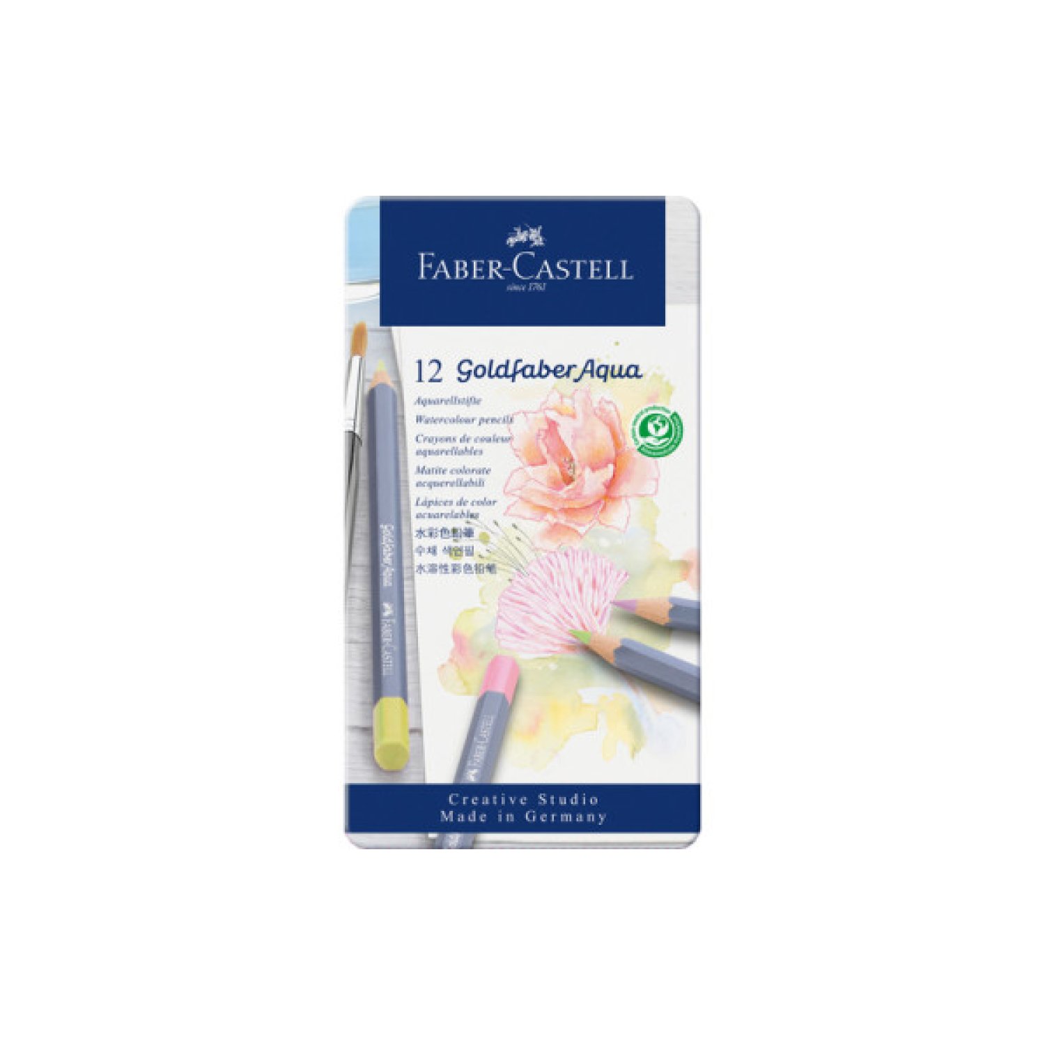 Faber-Castell · Lápices de Color Pastel Acuarelables · Estuche Metálico 12 Unidades