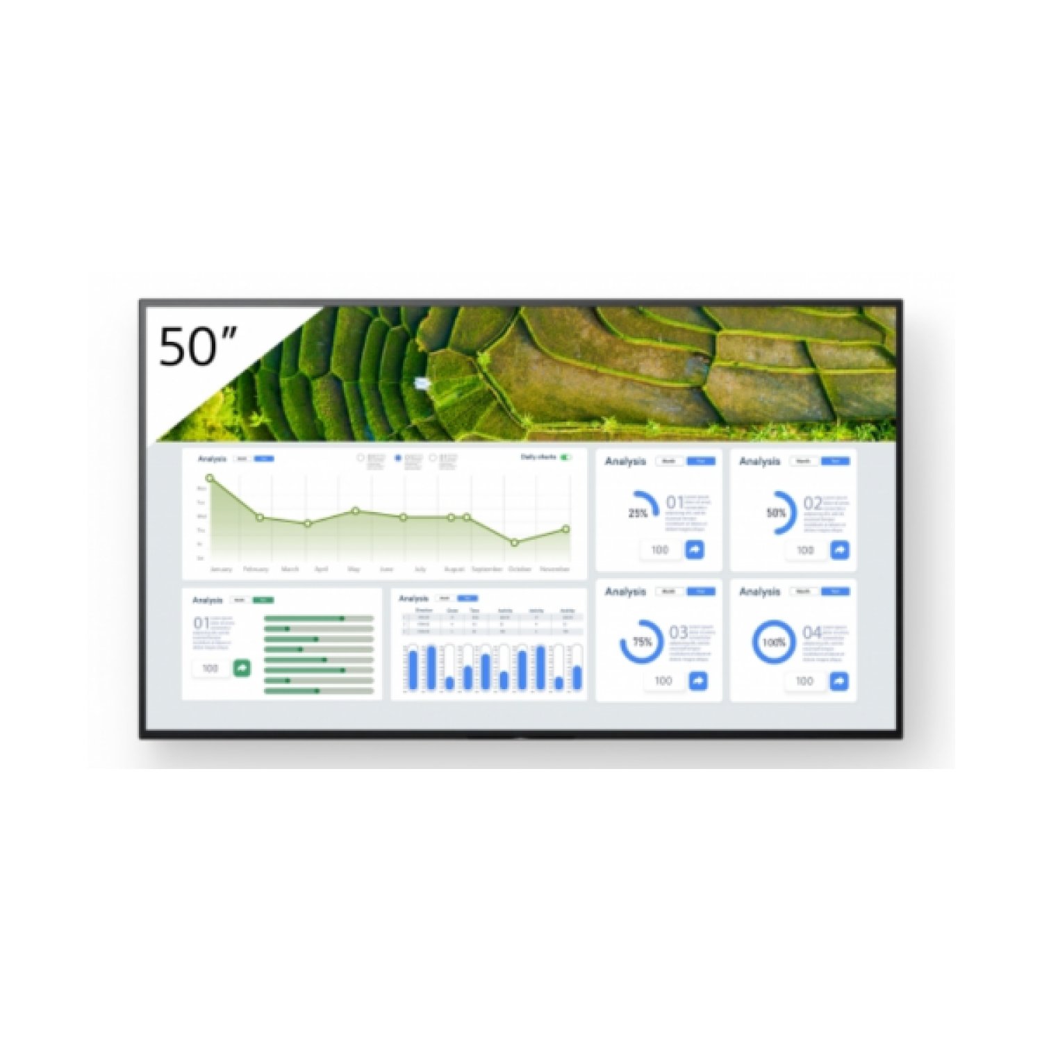Sony FW-50BZ30L · Pantalla Señalización Digital · 50" · 4K Ultra HD · 440 cd/m² · WiFi · Android 24/7