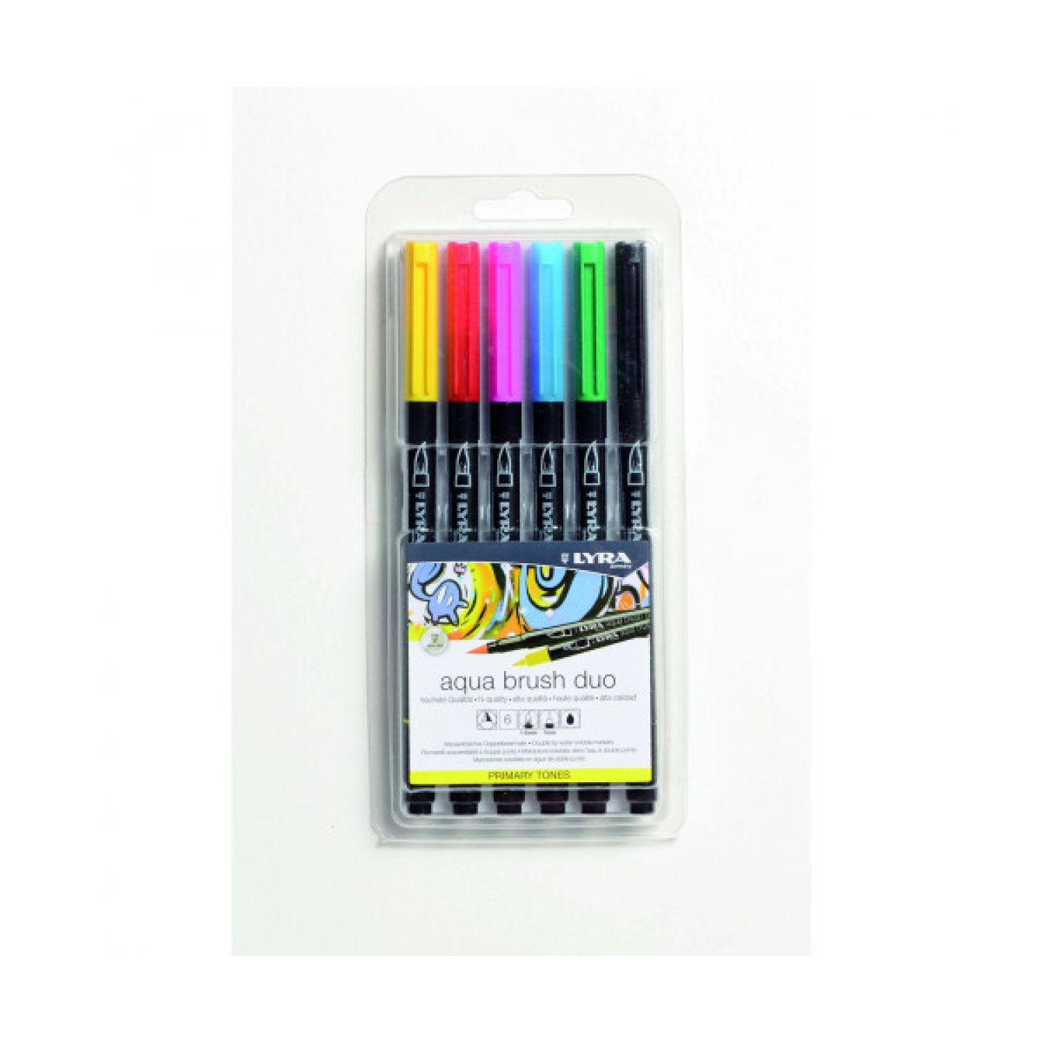 Lyra Aqua Brush Duo · Estuche 6 Rotuladores · Tonos Primarios · Doble Punta