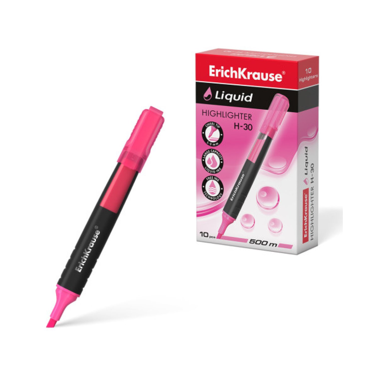 Erich Krause · Marcador Fluorescente Liquid H-30 · Rosa · Punta de Pincel