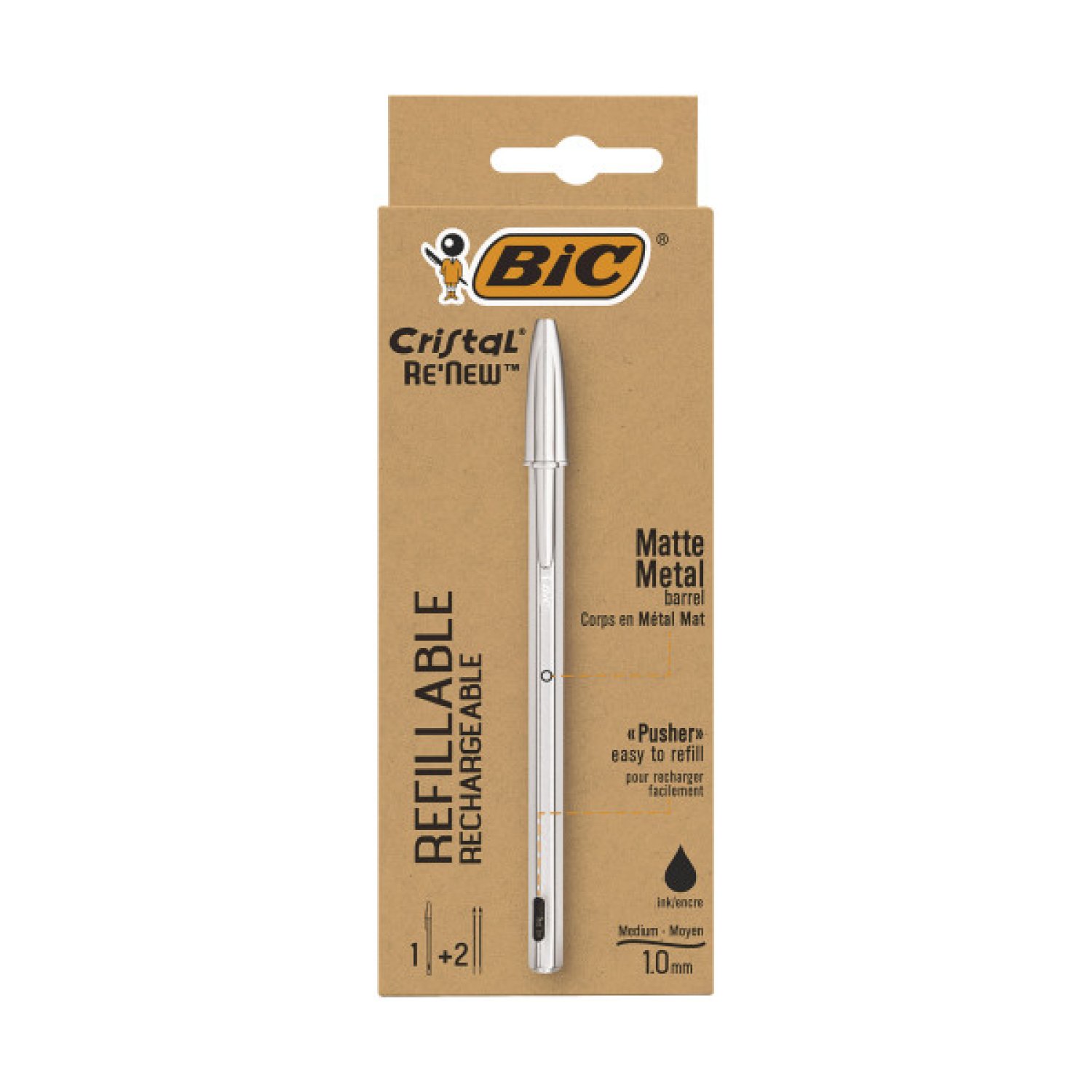 BIC Bolígrafo Renew · Cuerpo Metal · Tinta Negra