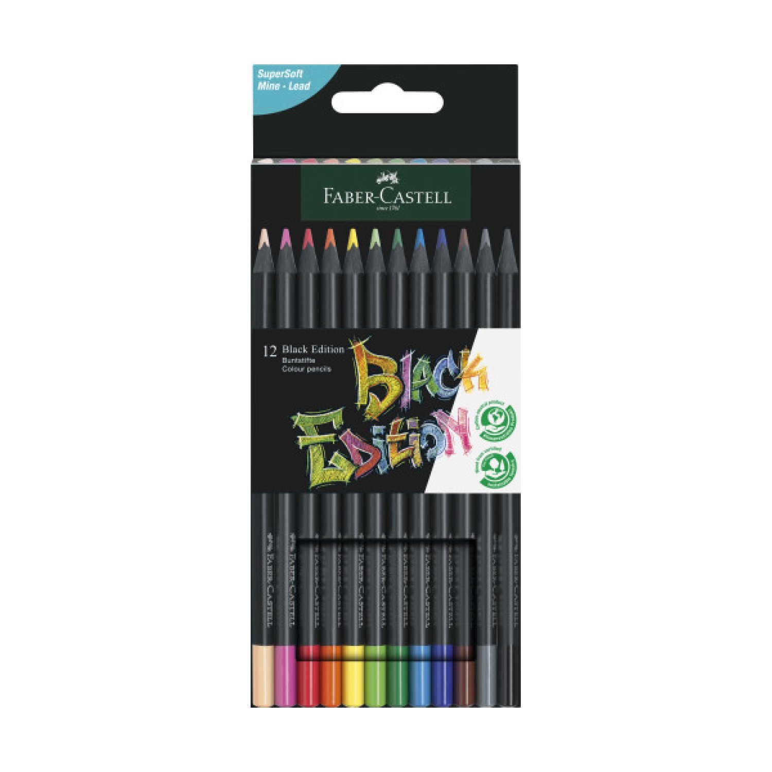 Faber-Castell · Estuche 12 Lápices de Colores · Black Edition