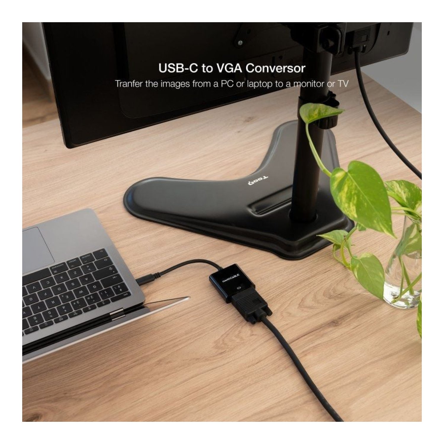 Nanocable · Conversor USB-C a VGA · 10 cm · Negro