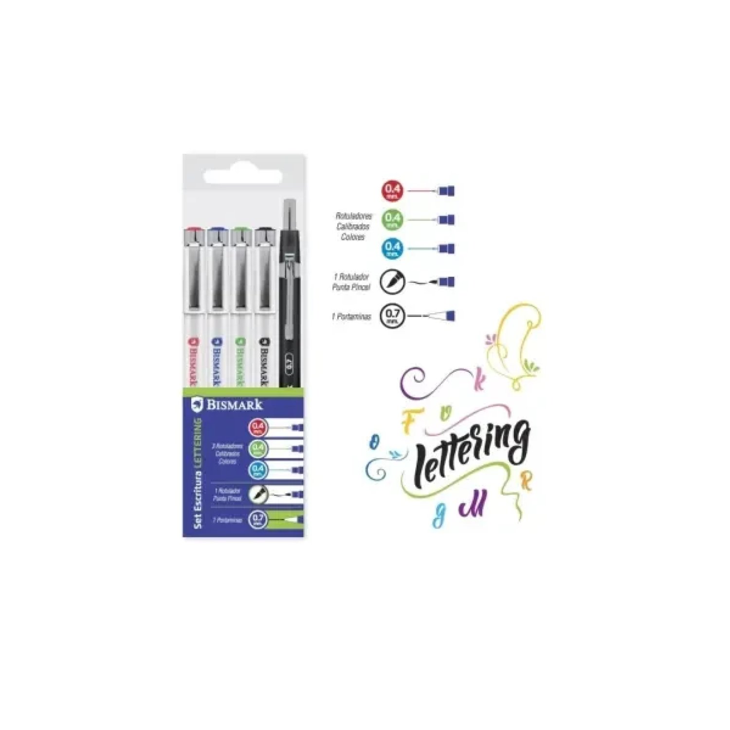 Bismark · Set 3 Rotuladores Calibrados + Rotulador Punta Pincel + Portaminas