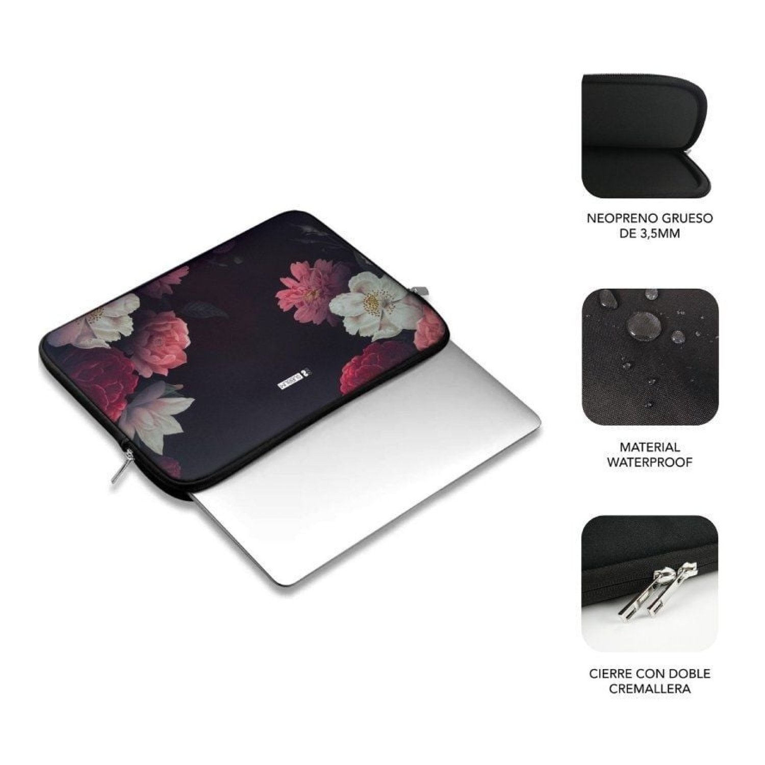 SUBBLIM Funda Neopreno Trendy Sleeve · 15,6" · Neo Flowers