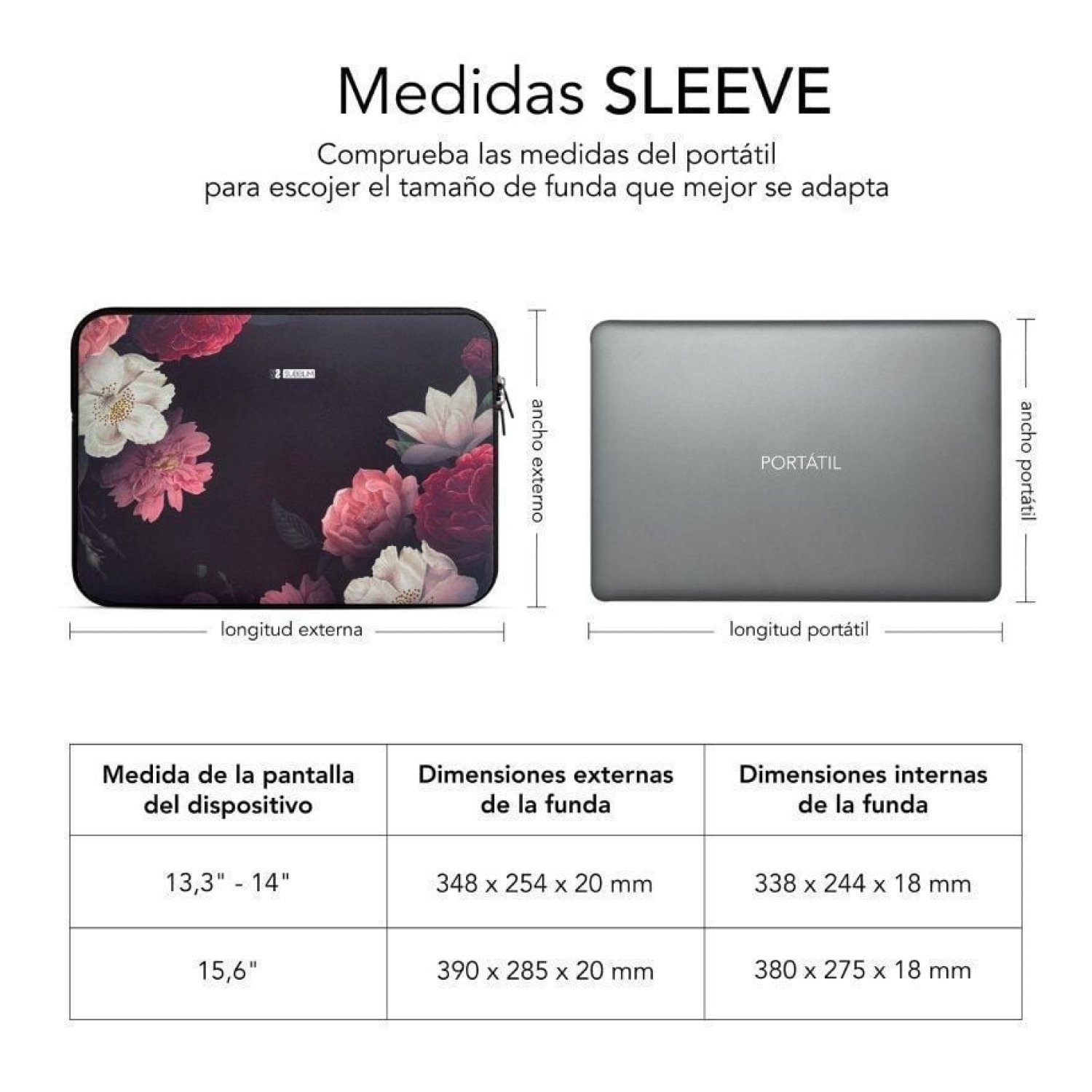 SUBBLIM Funda Neopreno Trendy Sleeve · 15,6" · Neo Flowers
